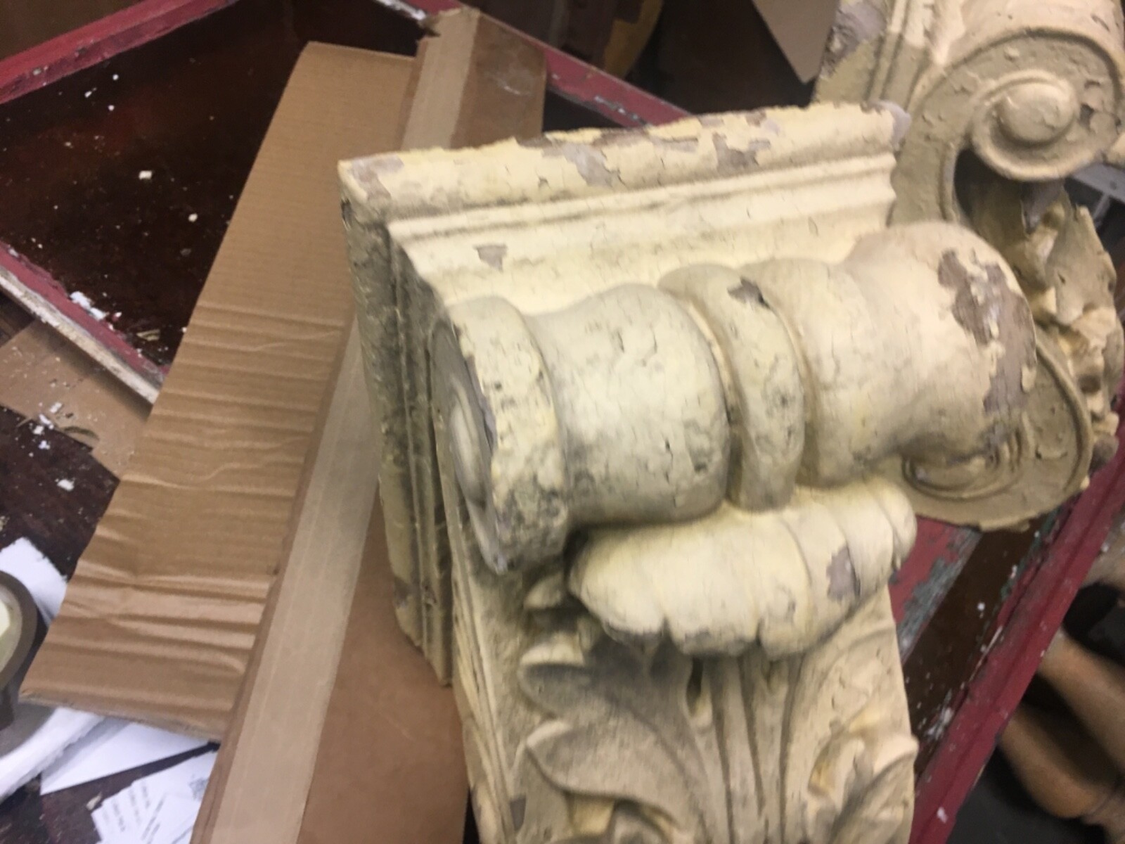 pair c1880/90 Composition corbel brackets acanthus leaf detail 12” x 8” h x 7.75