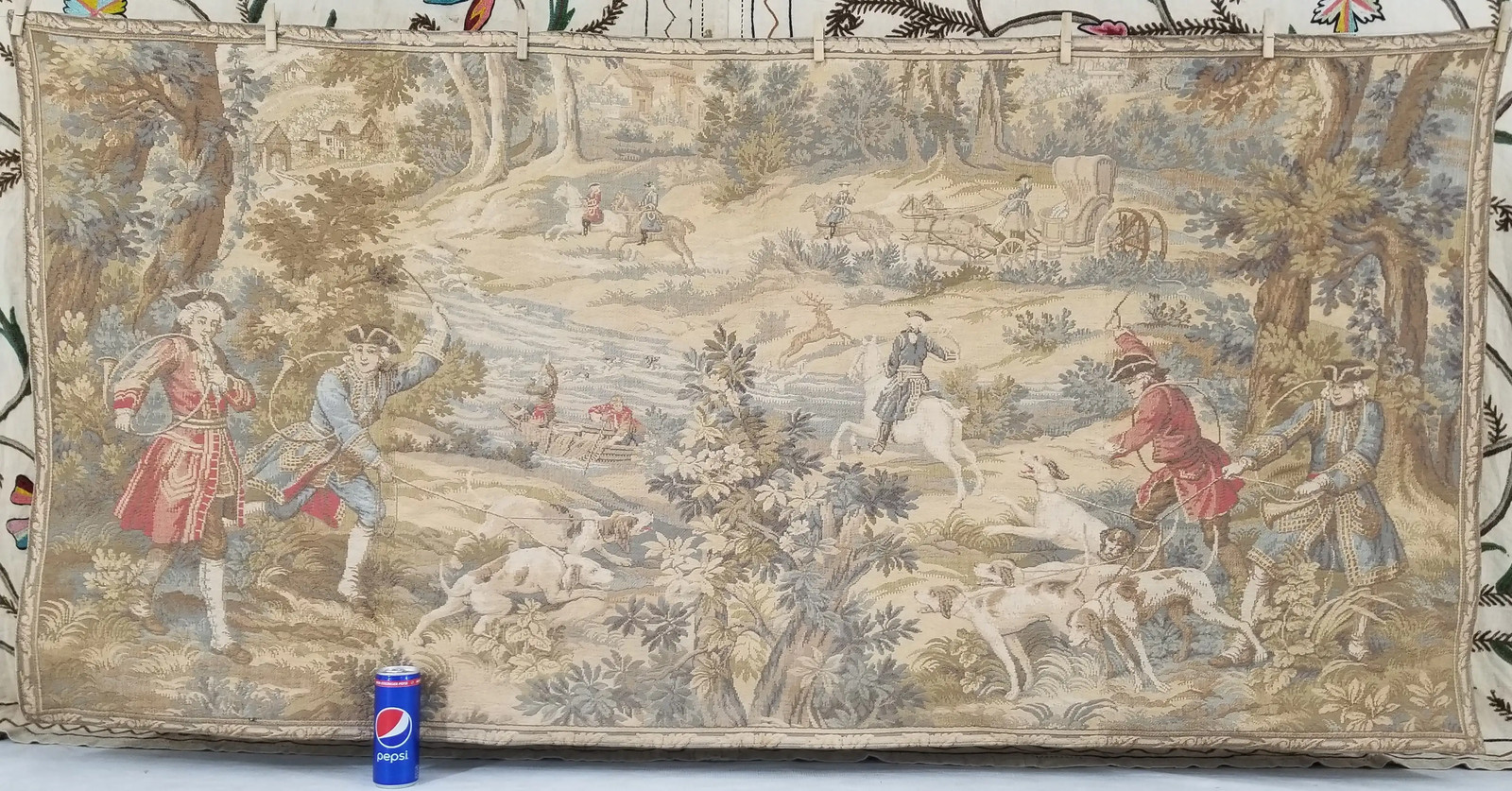 Vintage French Animals Hunting Scene Wall Hanging Tapestry 177x86cm