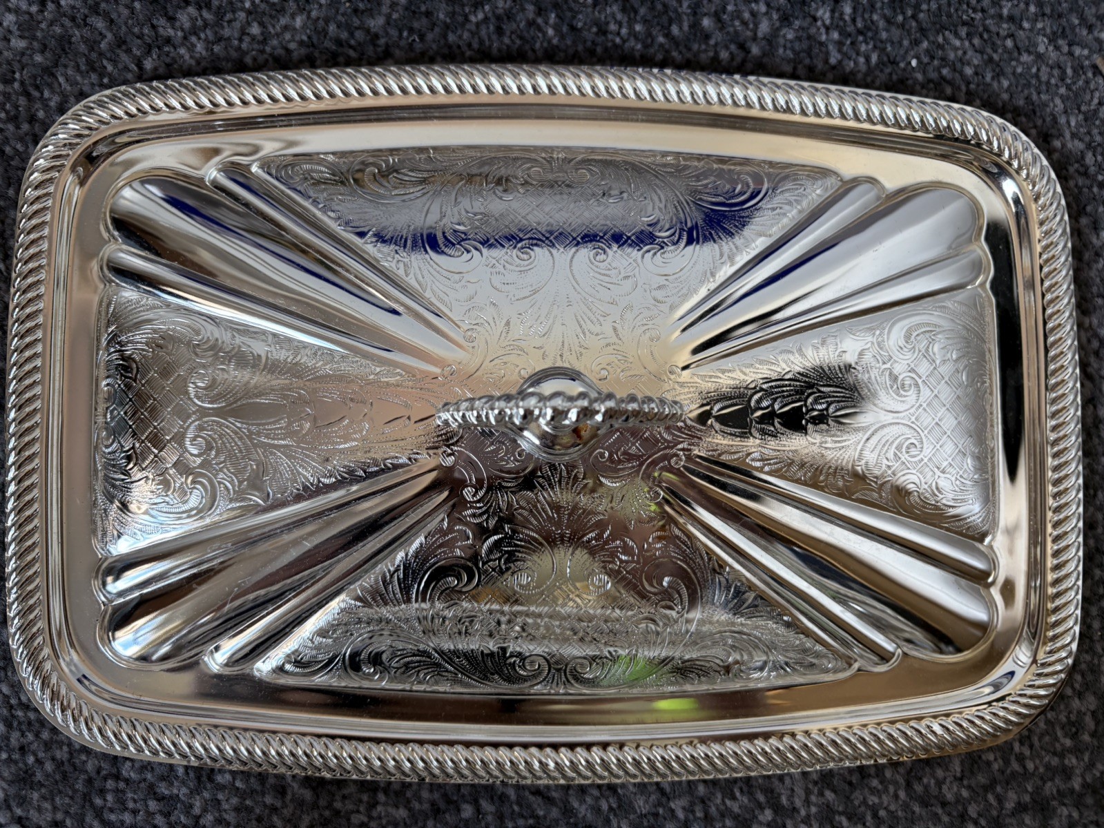Queen Anne Silver Plated Tableware Serving Dish Pyrex Insert Boxed Mayell 1970’s