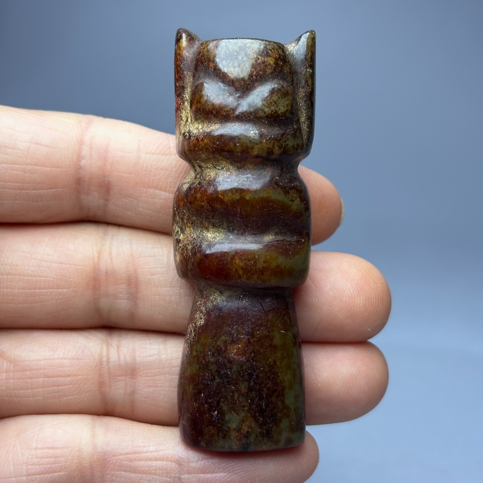 2.7″ China Hongshan Culture Old Jade Carved Sun God Helios Amulet Pendant S798