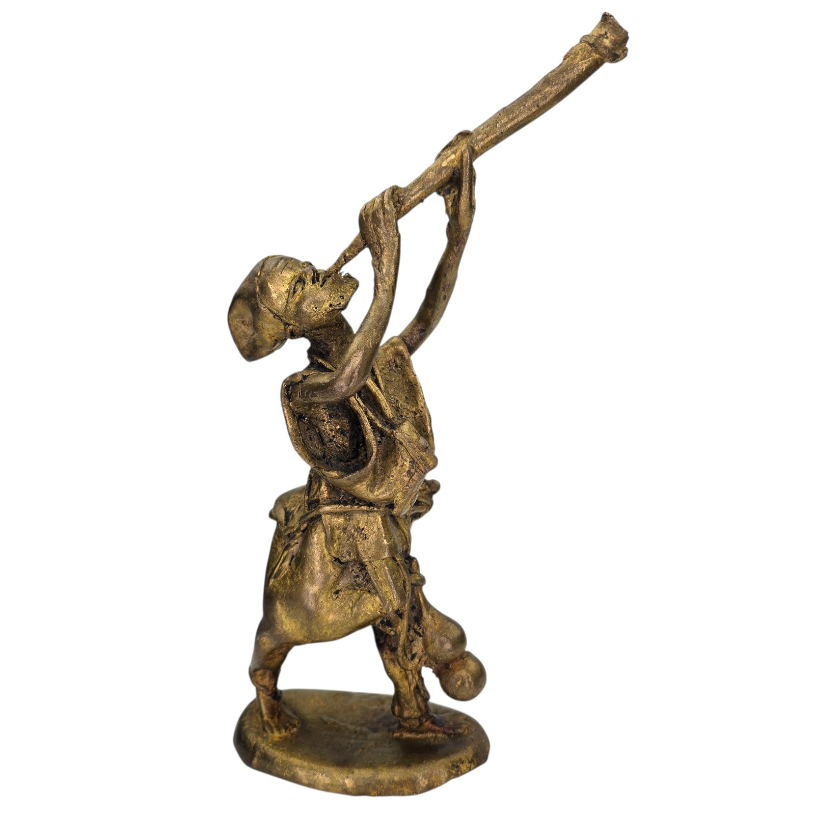 Antique Early 20th Century Brutalist Folk Art Bronze African Musician Statue