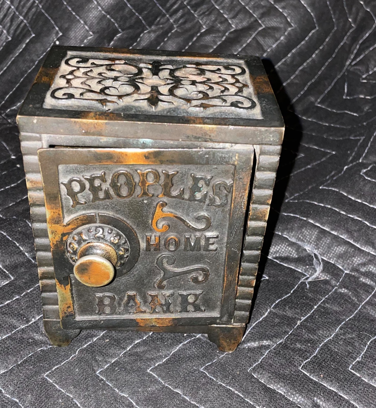 PEOPLES HOME BANK Combination Safe Bank Cast Iron Toy MUDD MFG Chicago