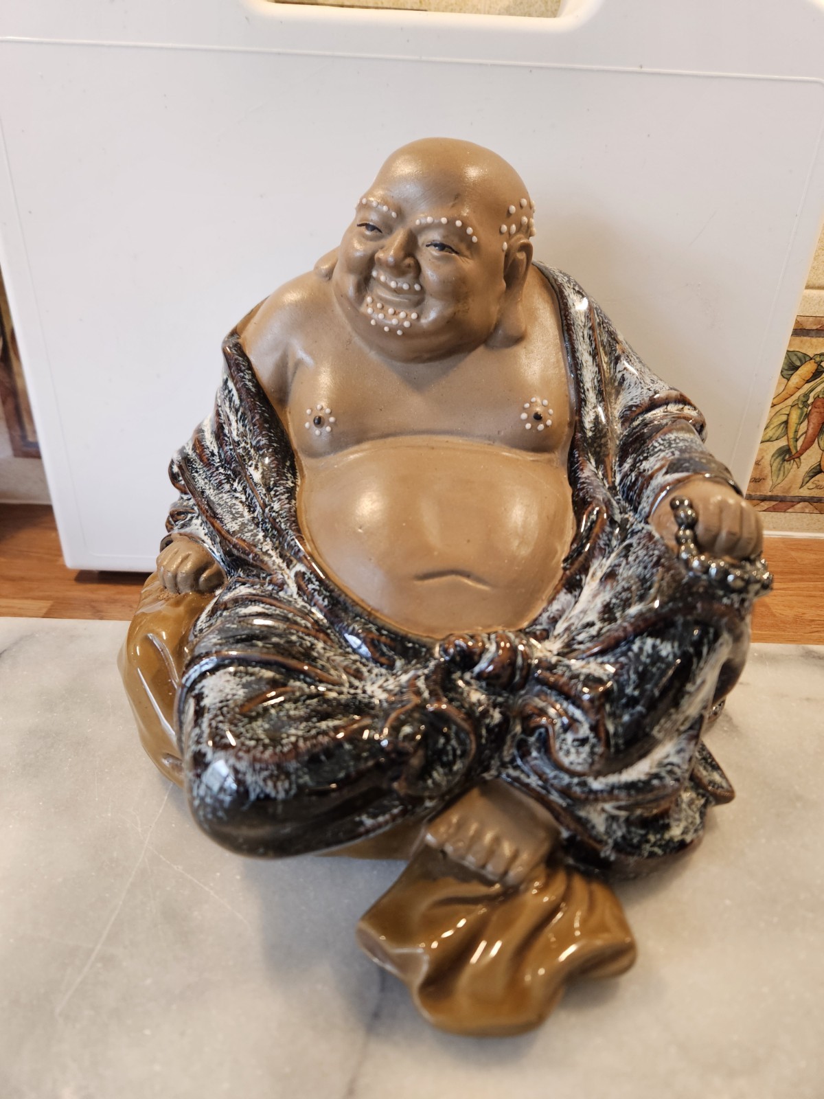 Chinese Happy Large Laughing Buddha Mudman Figurine H10″ X W10″ Wt 2kg Vgc