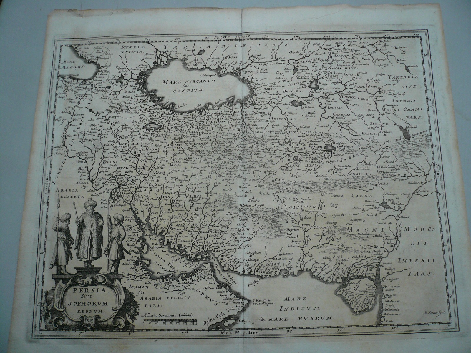 Persia map, anno 1646, Merian Matthäus, original copperengraving Coppermap,