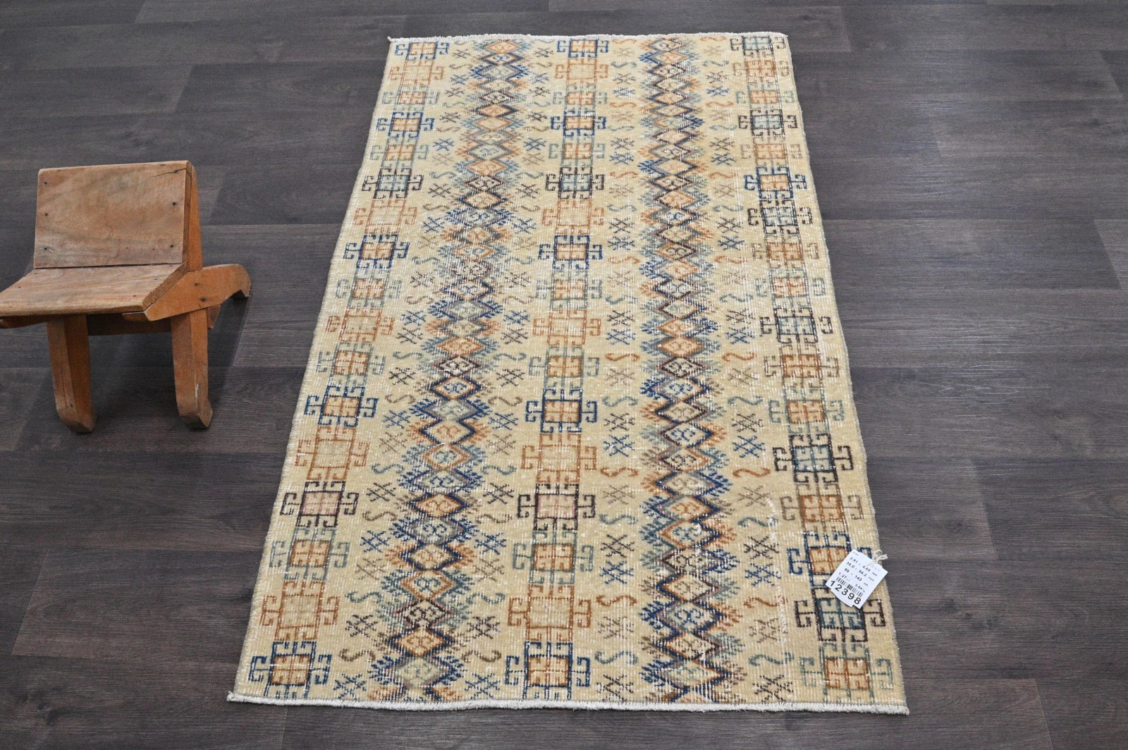 Vintage Turkish Runner Rug 3x5ft Wool Anatolian Handmade Hallway Oushak COLORFUL