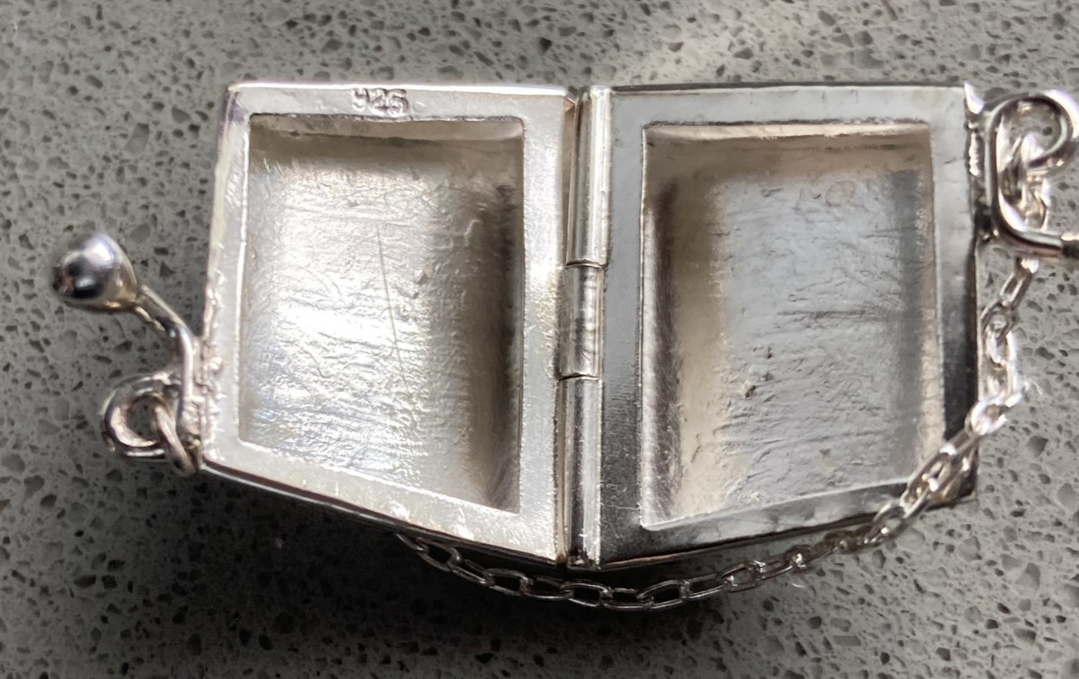 Tiny sterling silver etched purse pill box