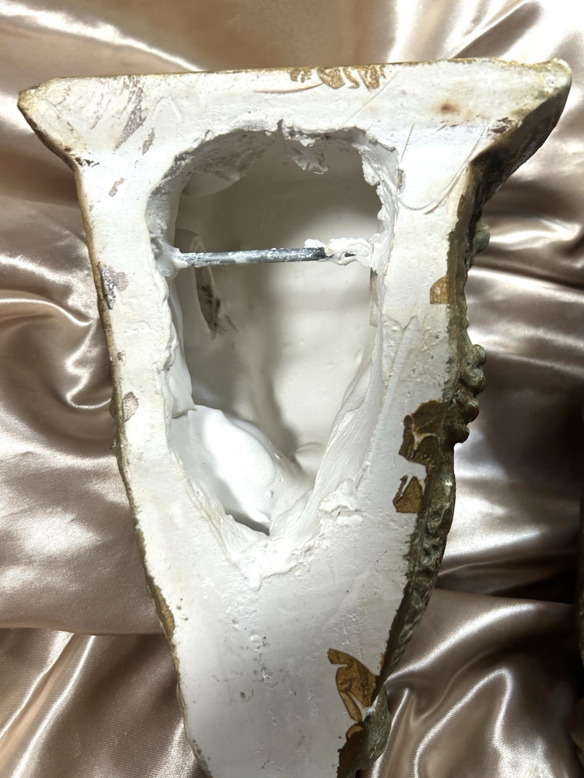 Vintage Gold Chalkware Neoclassical Maiden Wall Corbels Shelf Pair