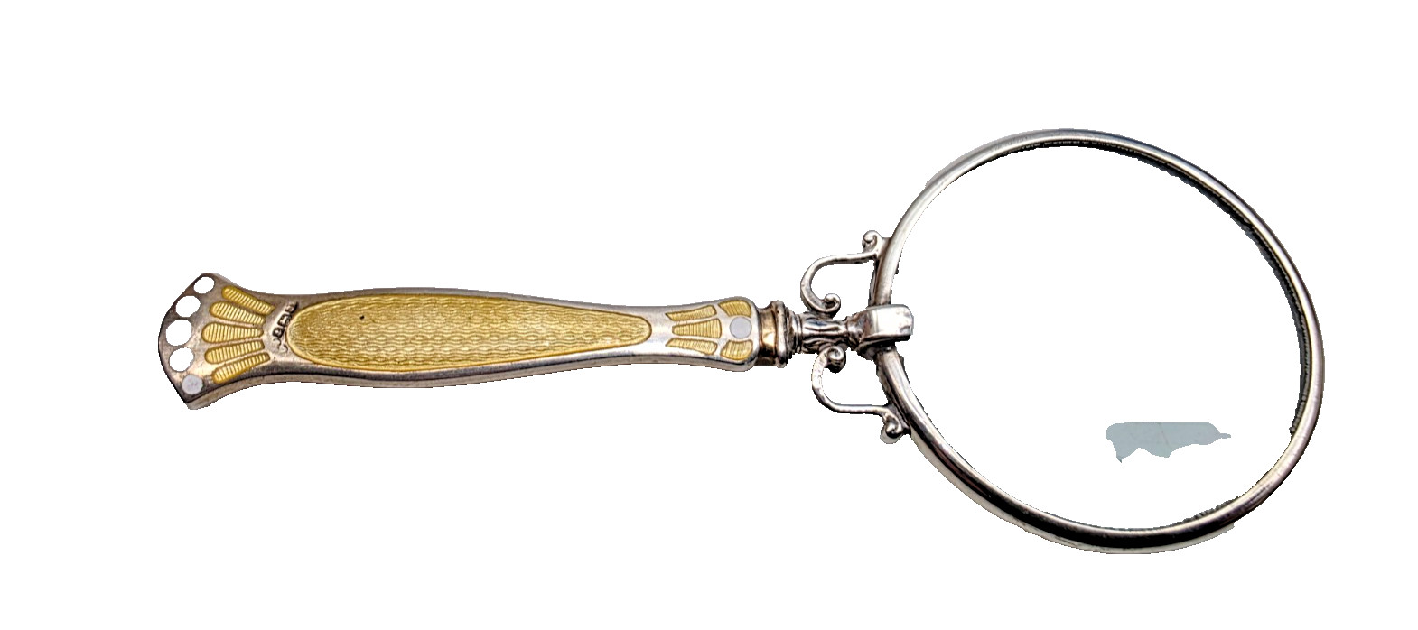 VERY NICE SOLID STERLING SILVER ENAMEL MAGNIFYING GLASS BIRMINGHAM 1933