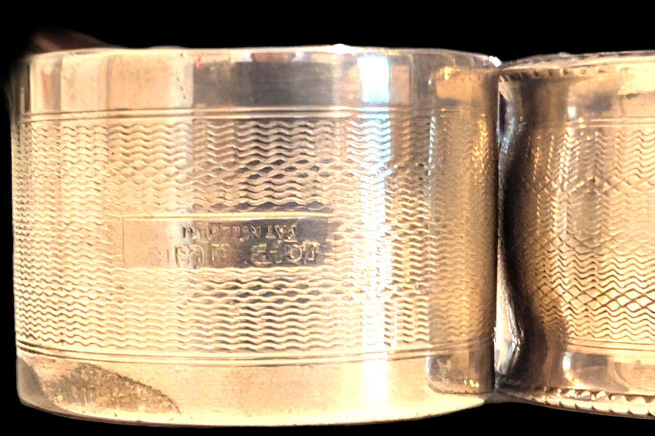 1930’S SILVER NAPKIN RINGS W/BAKELITE 2 ~ ART DECO~ J GLOSTER LTD BIRMINGHAM