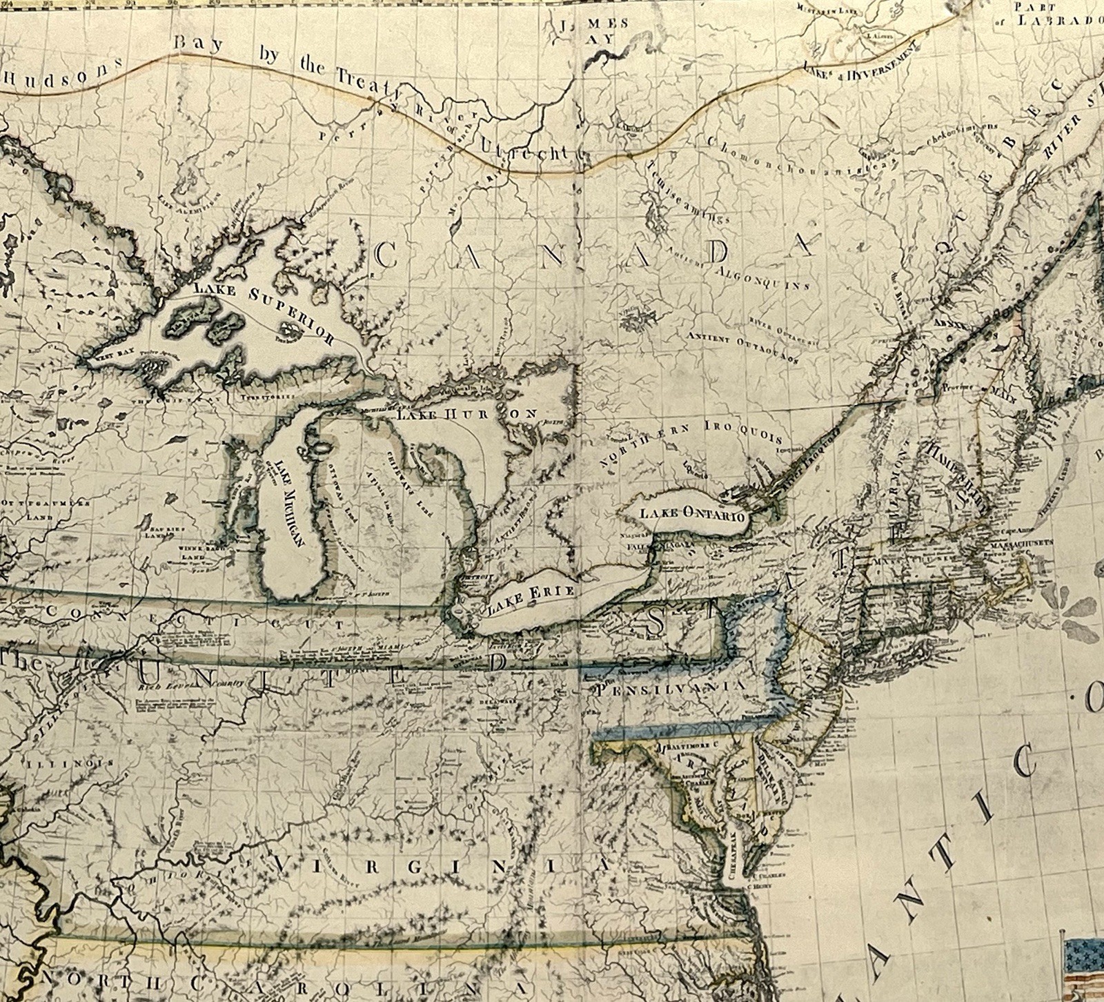 Antique Reproduction First American Map Of The United States 1784 By Abel Buell