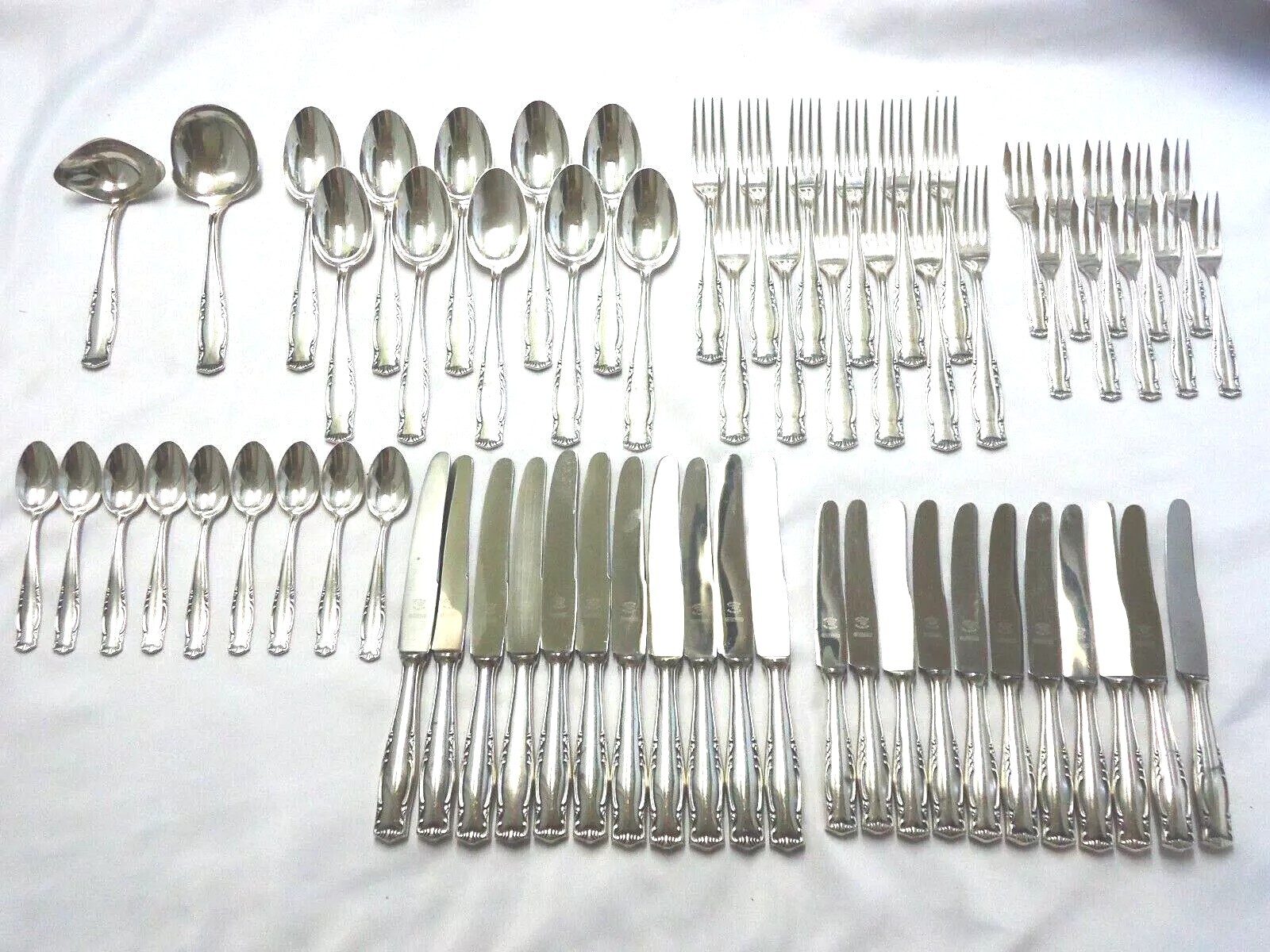 PRUNUS 90 SILVERPLATE FLATWARE 65-PIECES