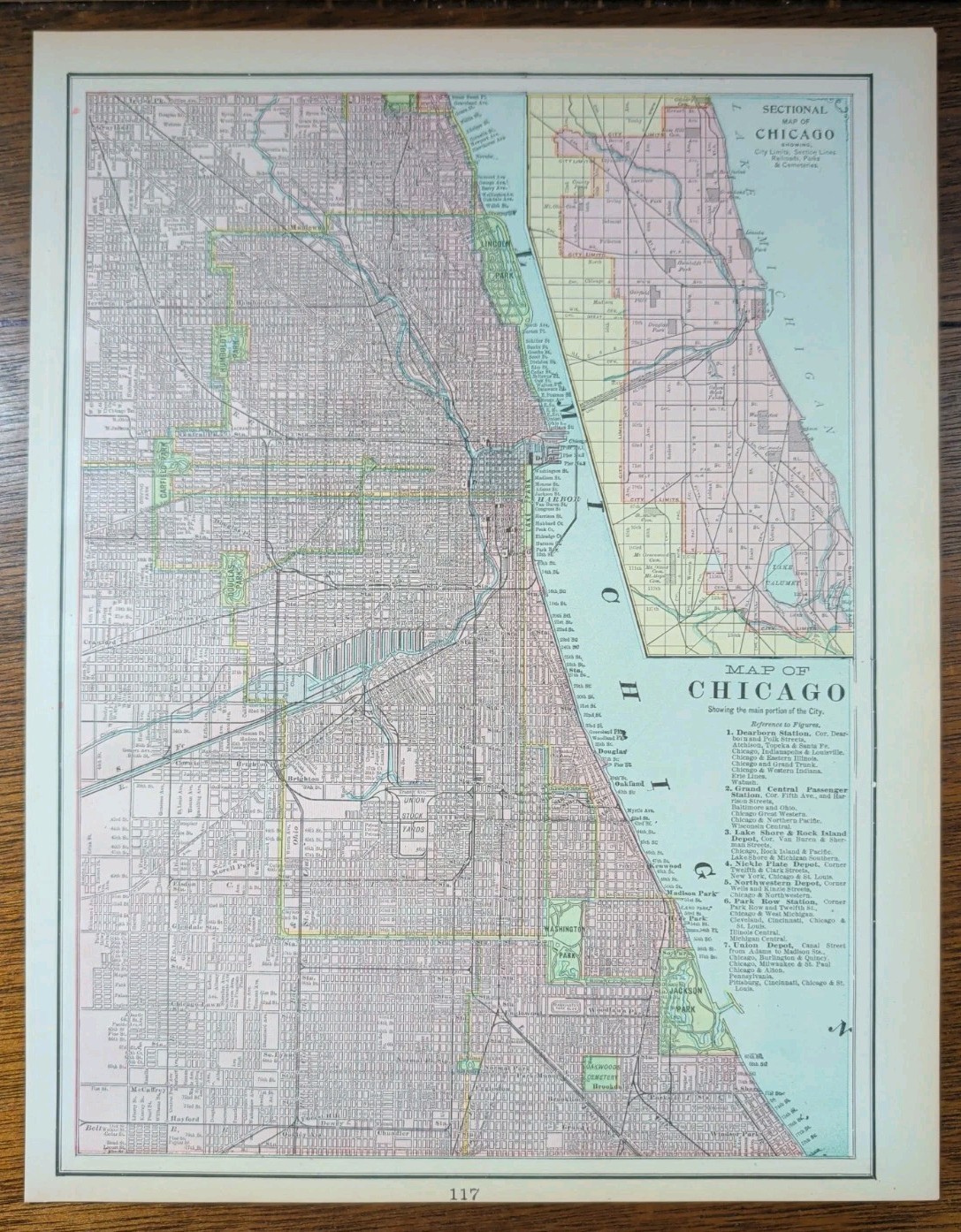Vintage 1898 CHICAGO ILLINOIS Map 11″x14″ Old Antique Original PILSEN BRIDGEPORT