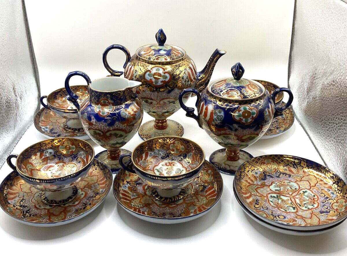 Antique Japanese Nippon Porcelain Imari Tea Set Noritake? Gold