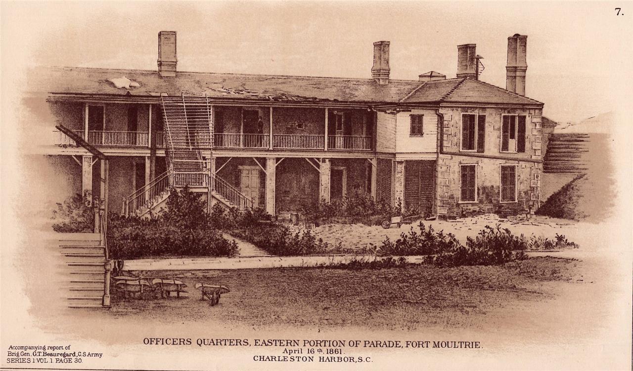 1891 CIVIL WAR OFFICIAL RECORDS ENGRAVING-OFFICERS QUARTERS, FORT MOULTRIE