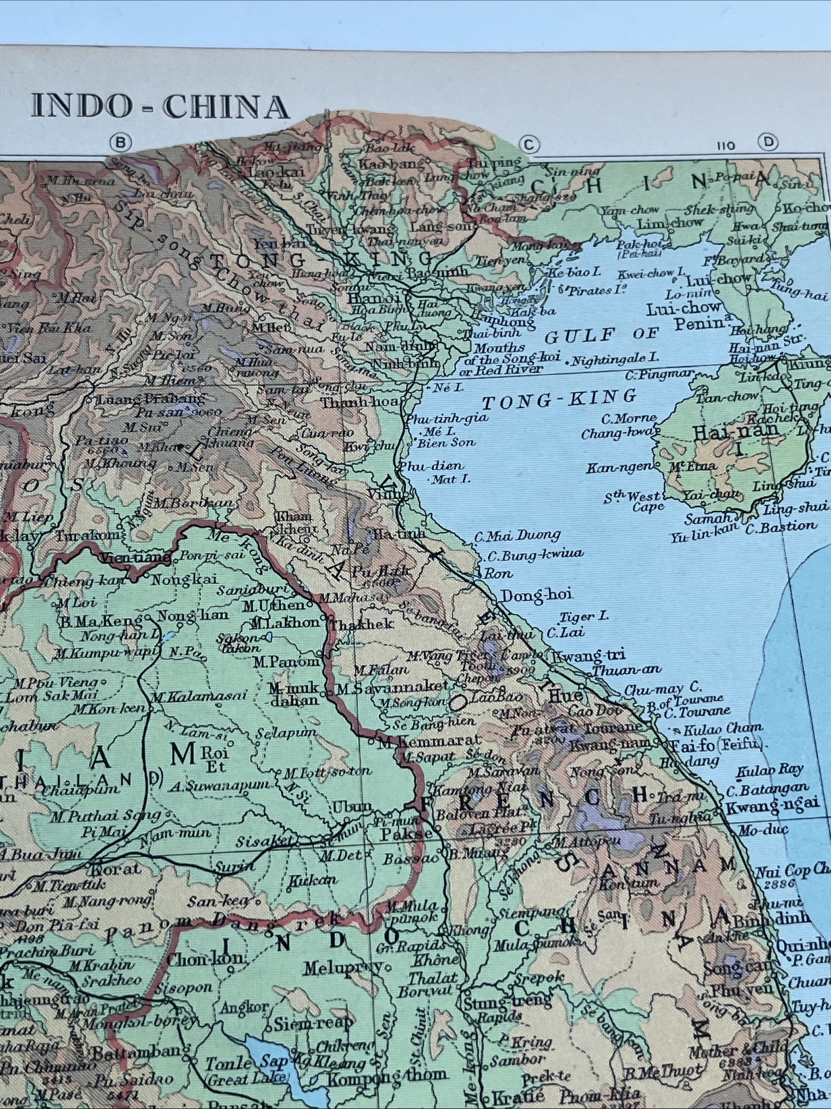 1950: Map Of Indo China Physical Print CN #64 Vintage