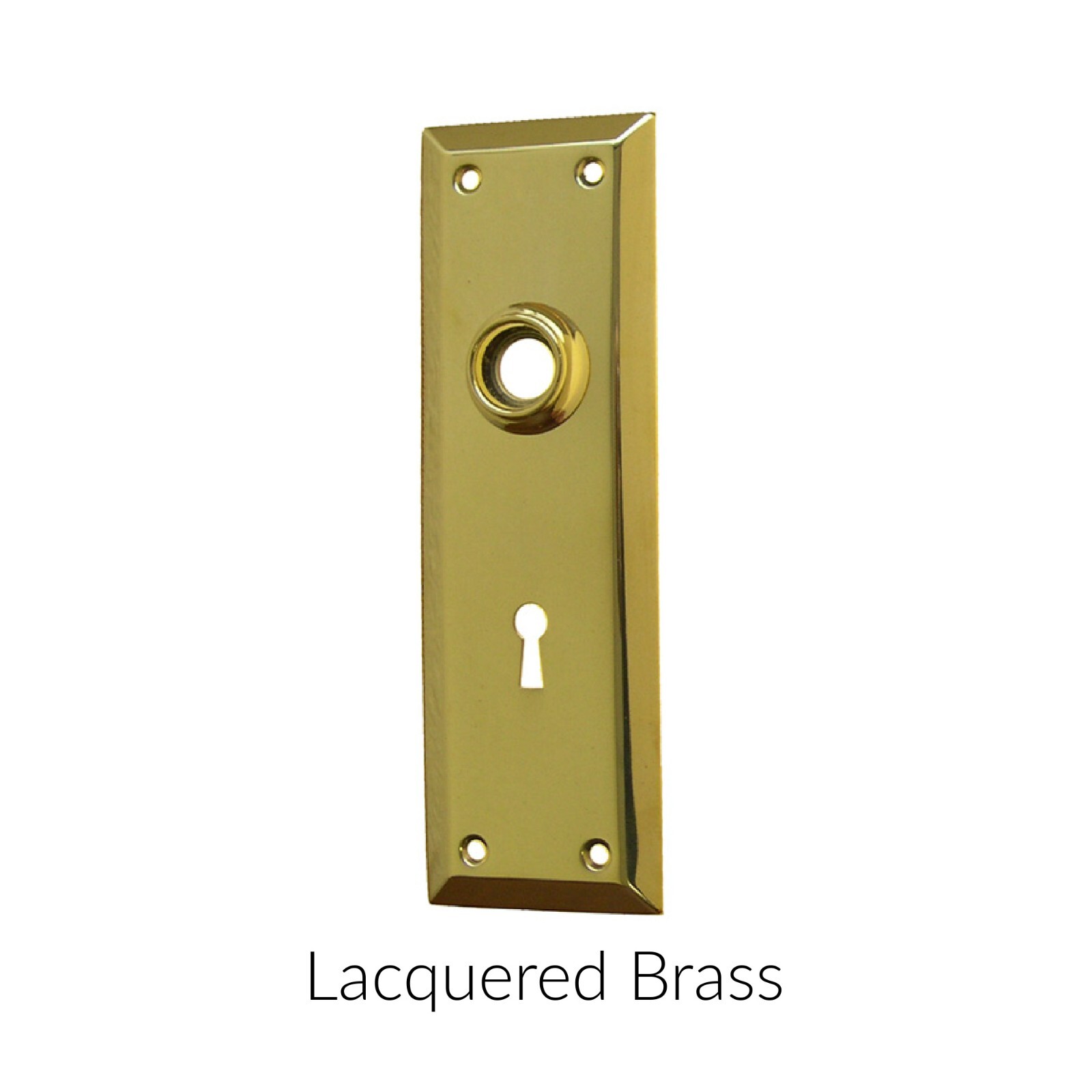 Solid brass rectangular door trim plate with hub and keyhole (escutcheon plate).