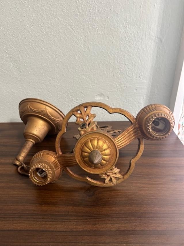 Vintage Art Deco 2 bulb hanging light fixture