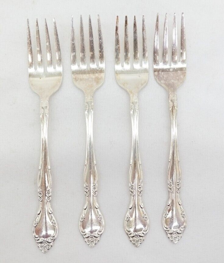 Oneida Community Silverplate Affection Salad Forks 6 3/4″ Lot of 4 TF