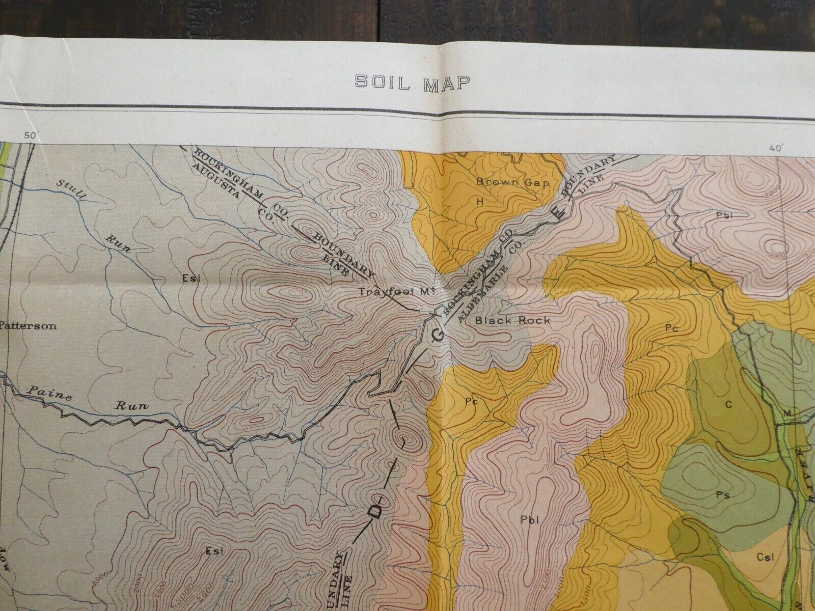 Antique 1902 U.S. Dept. Of Agriculture Bureau Soil Map Waynesboro Virginia Sheet