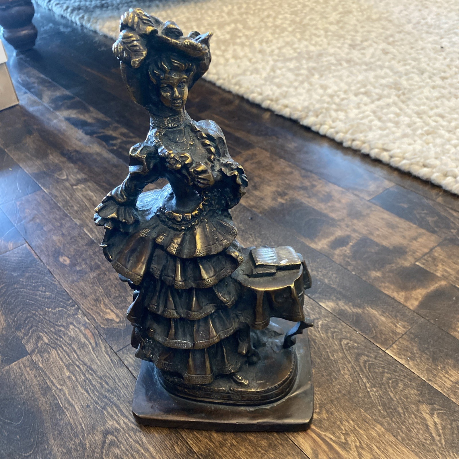 Brass Figurine Vintage Victorian Lady – Dress / Guestbook 11 In Tall Heavy Solid
