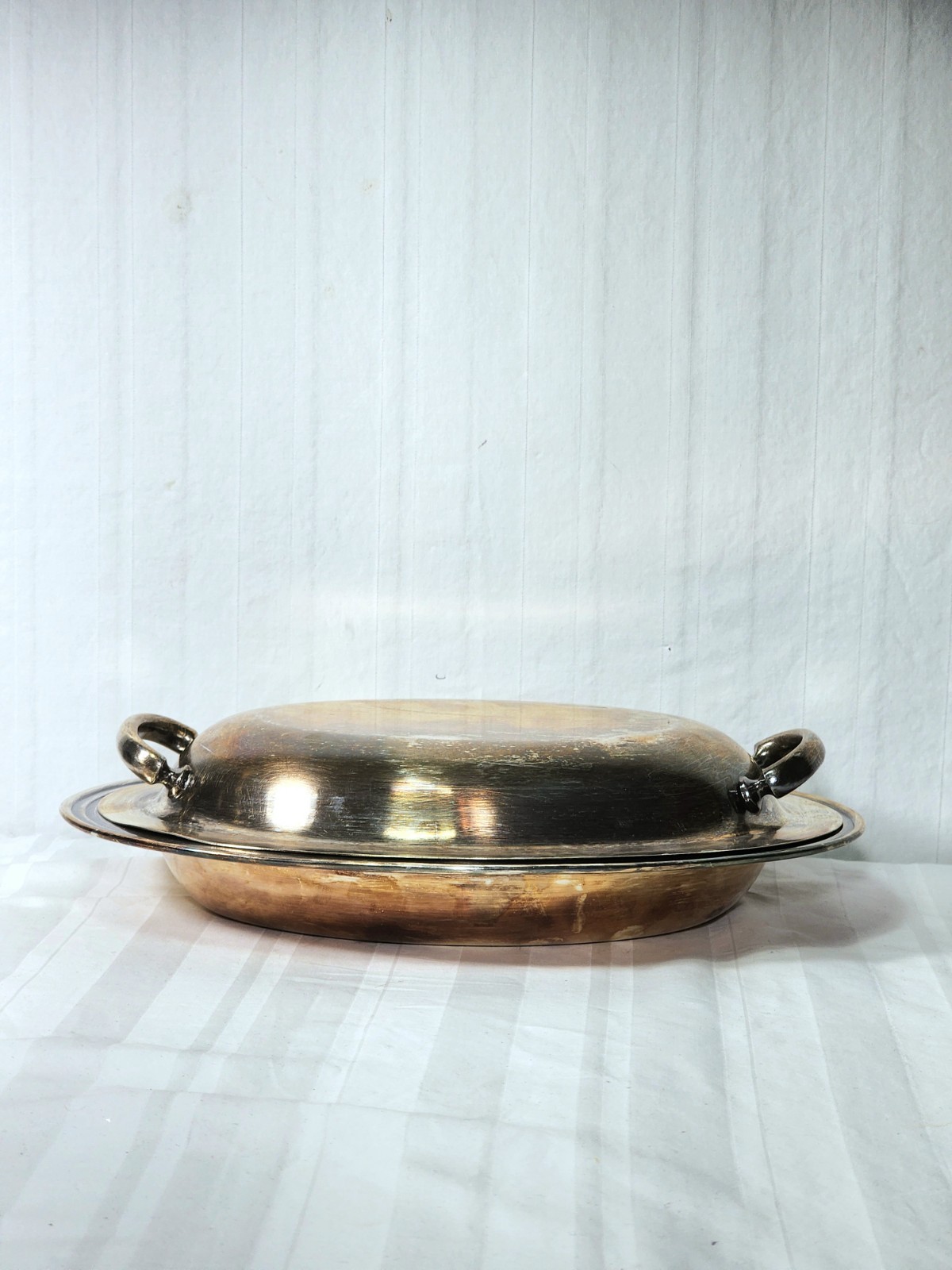 VTG 70s MB Inc Silver Plated Double Vegetable Bowl Covered Oval Serving Dish#813