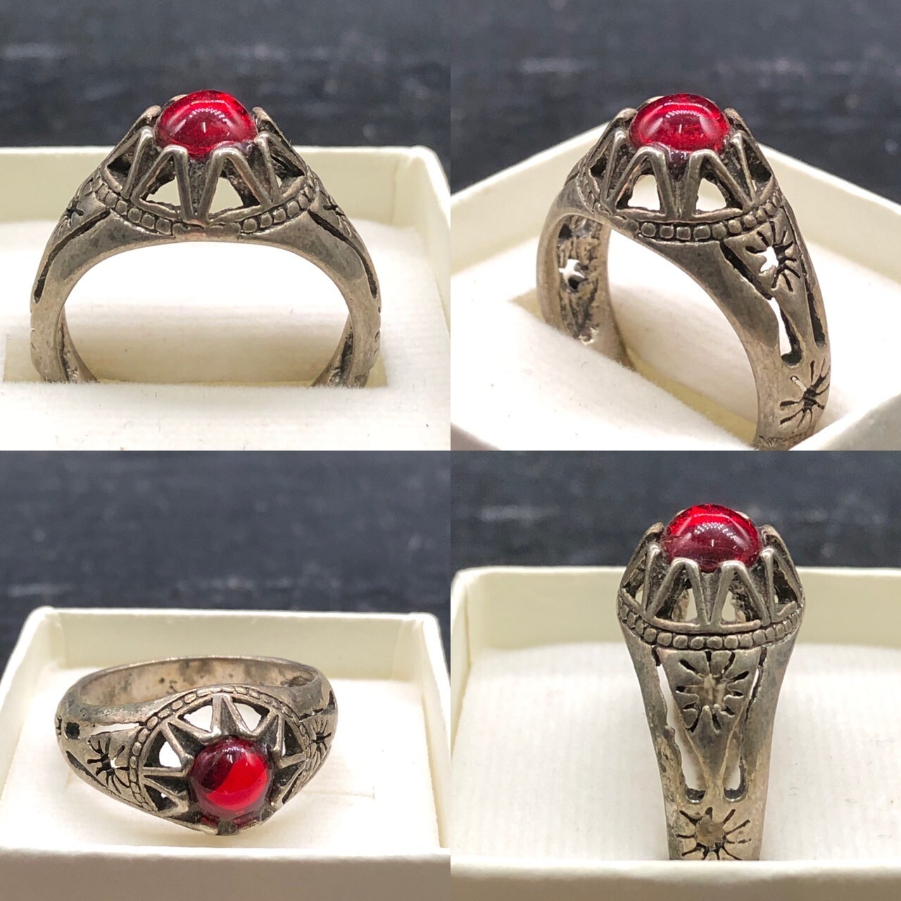Unique Silver Mixed Old Vintage Beautiful Red Agate Vintage 7.5-US Rare#S382