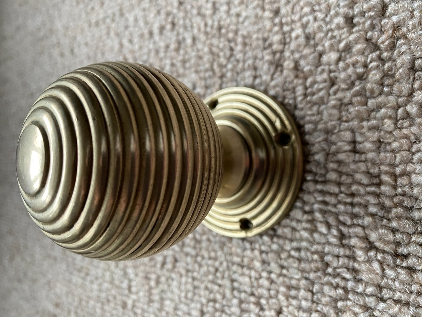 Antique Cast Brass Beehive Door Knob Handle Vintage Pull Old Good Quality