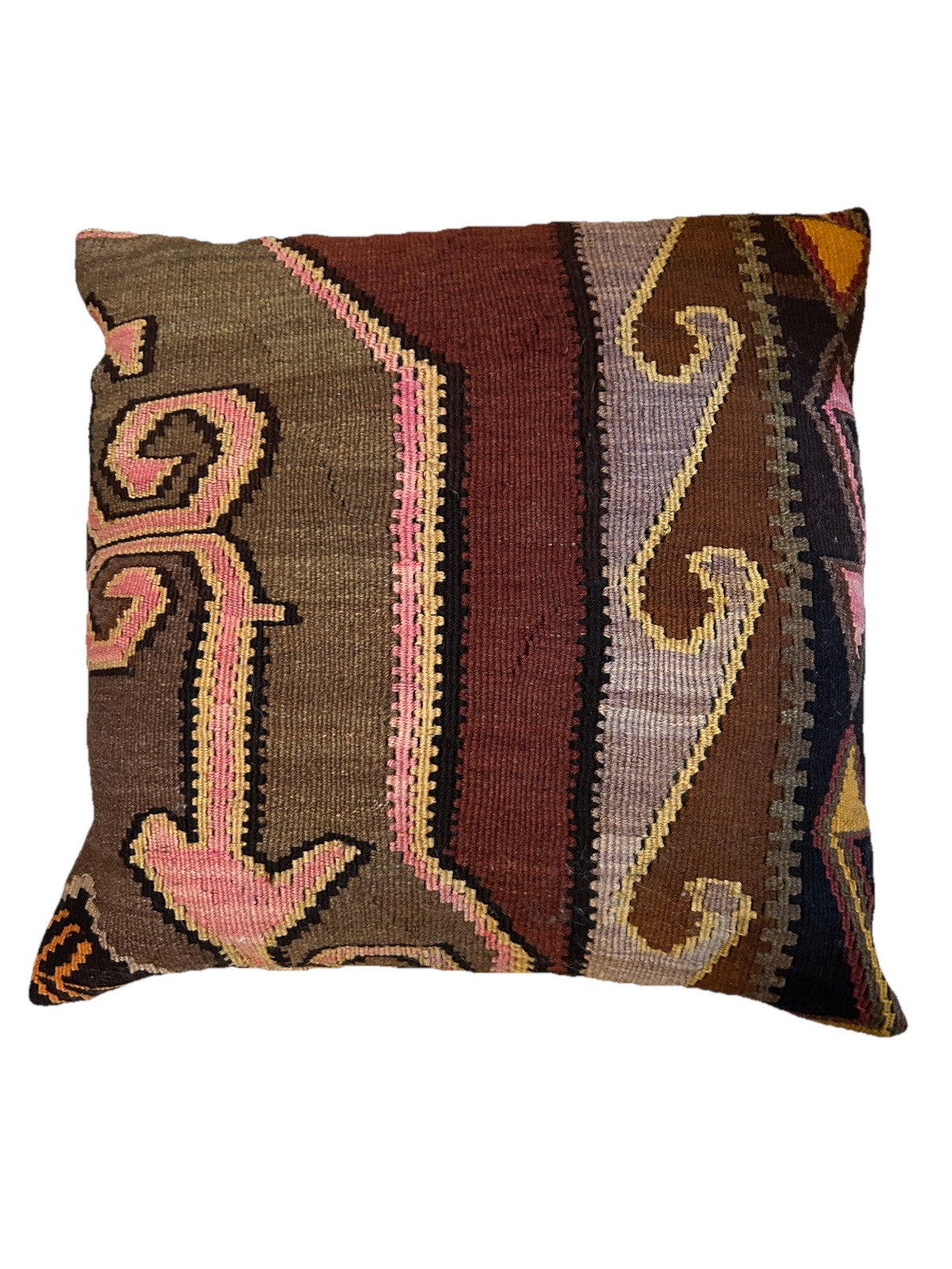 Vintage Kilim Rug Pillow 24″X24″ Kurdish /Turkish woven rug converted to pillow.