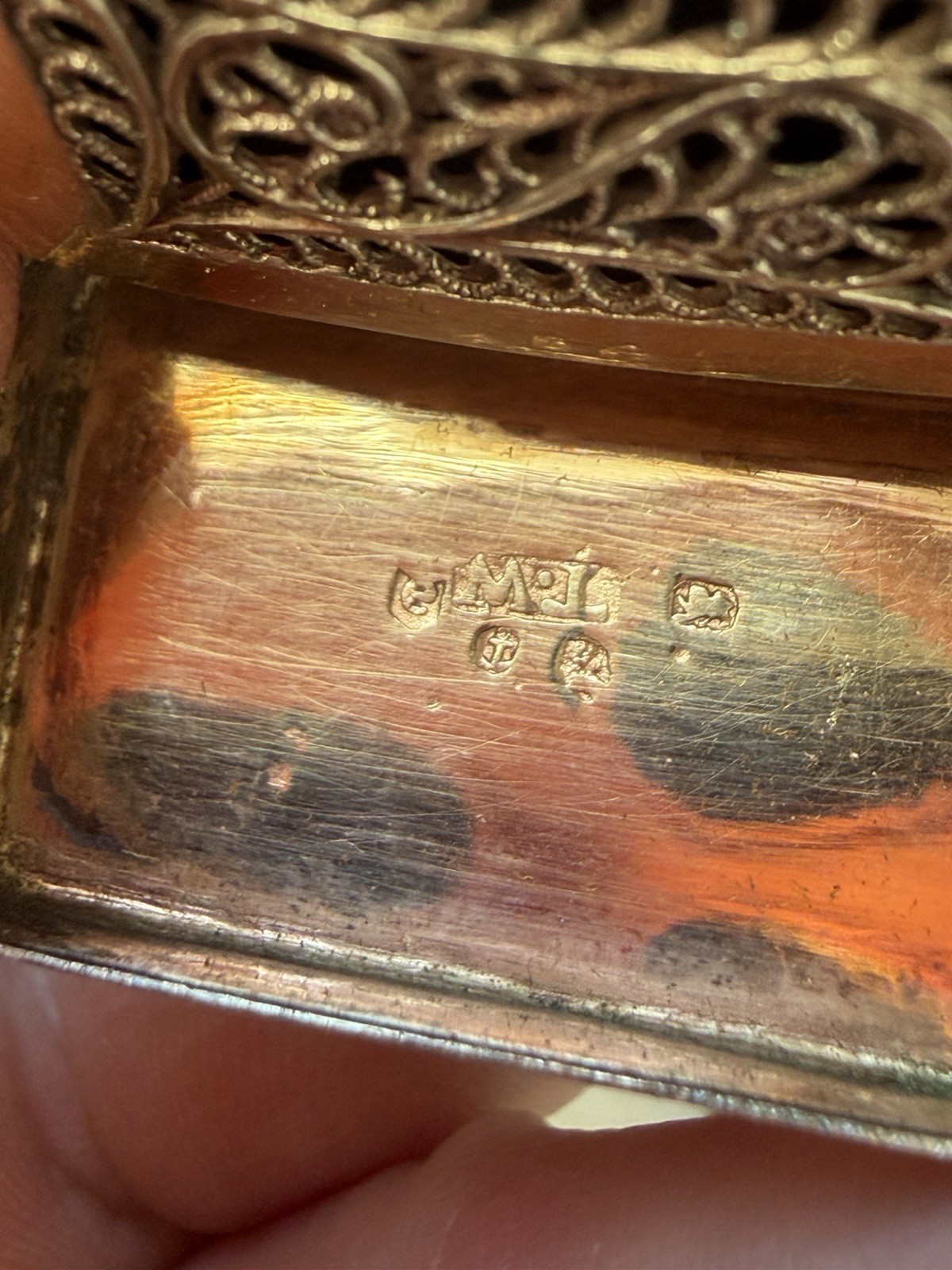 GEORGIAN 1802 SOLID SILVER GILT VINAIGRETTE BIRMINGHAM T.W. (32507)