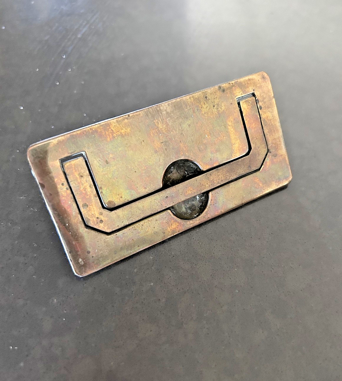 Henredon Scene One Vintage Brass Campaign Drawer Handle (Sold Individually)