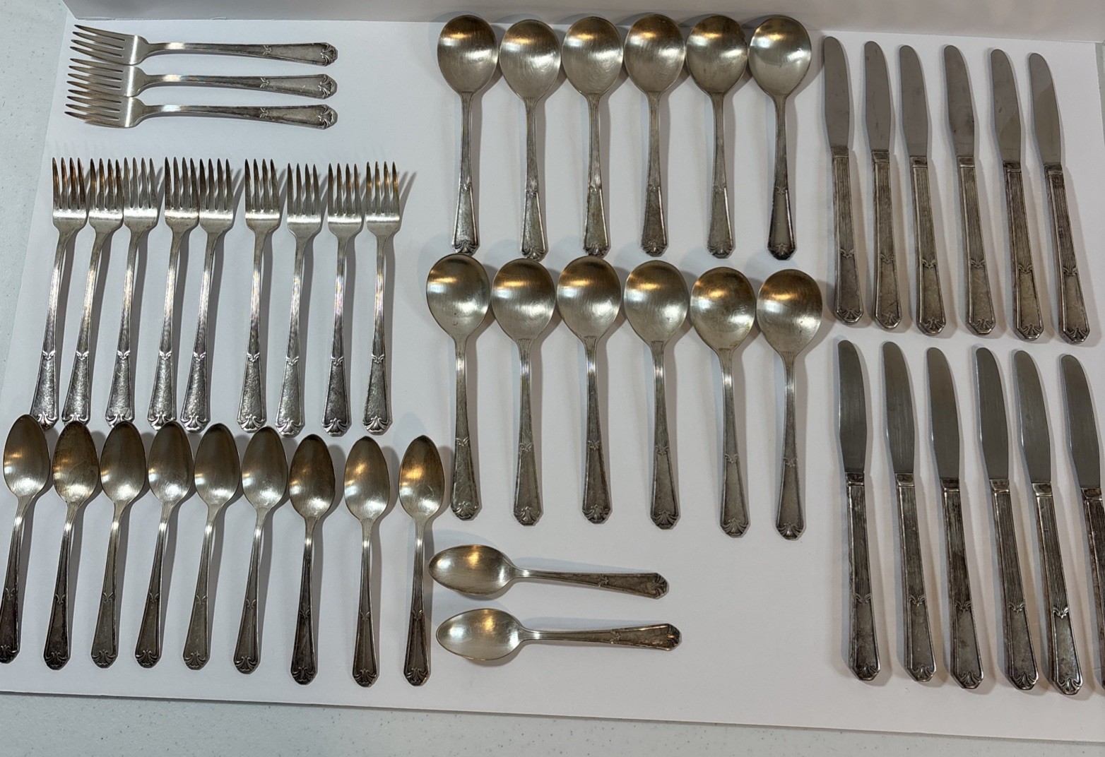 47 Pieces Wm Rogers Mfg Co Extra Plate Silver Flatware “Fidelis” Missing 1 Tsp