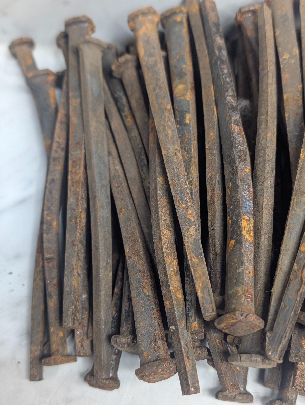 Lot QTY 5 Antique ~6″ long square cut nails Steel Iron Blacksmith DIY Metal Art
