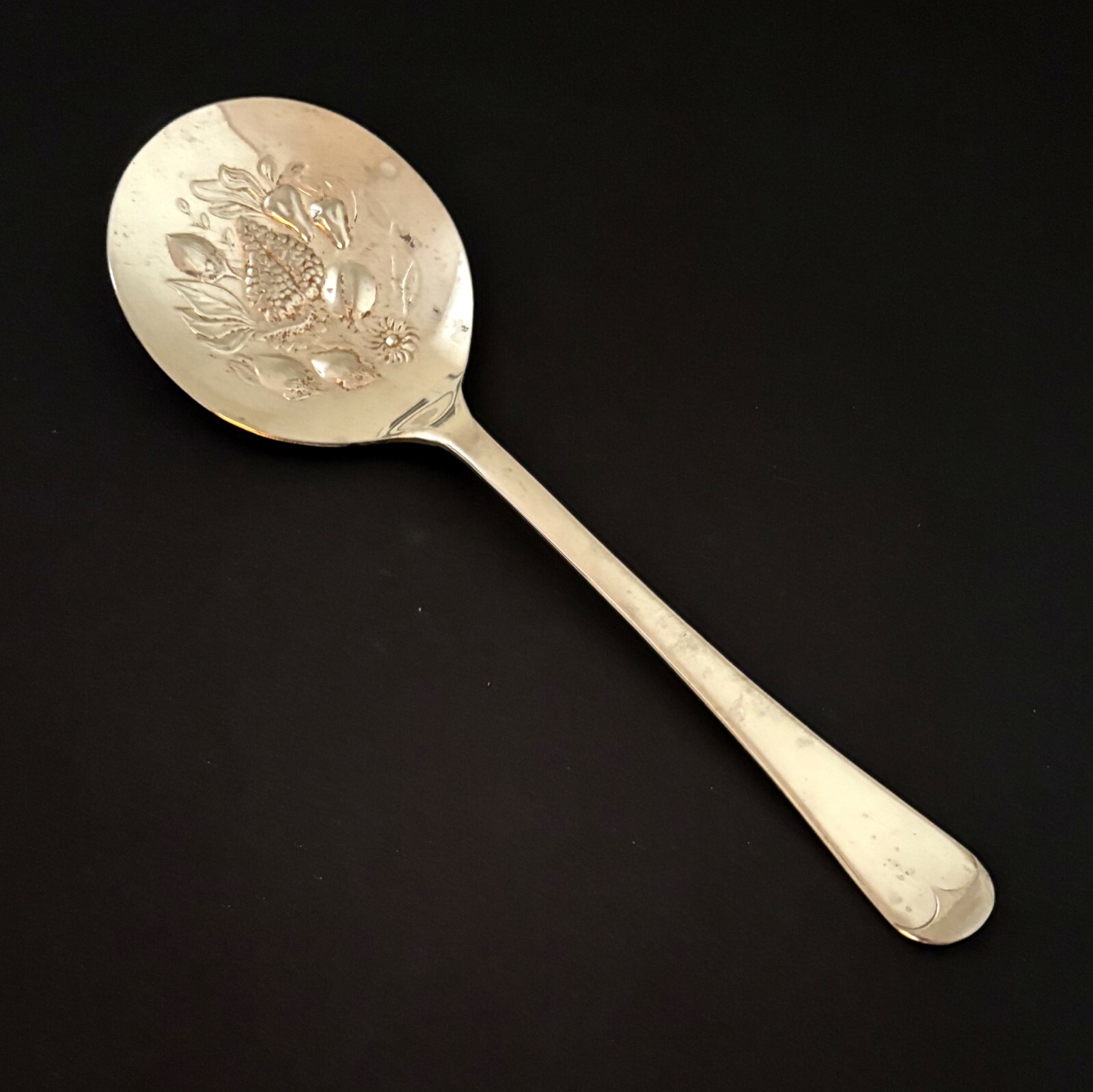 Silverplate Berry / Casserole Spoon Sheffield England Serving Raised Bowl 8.5 in