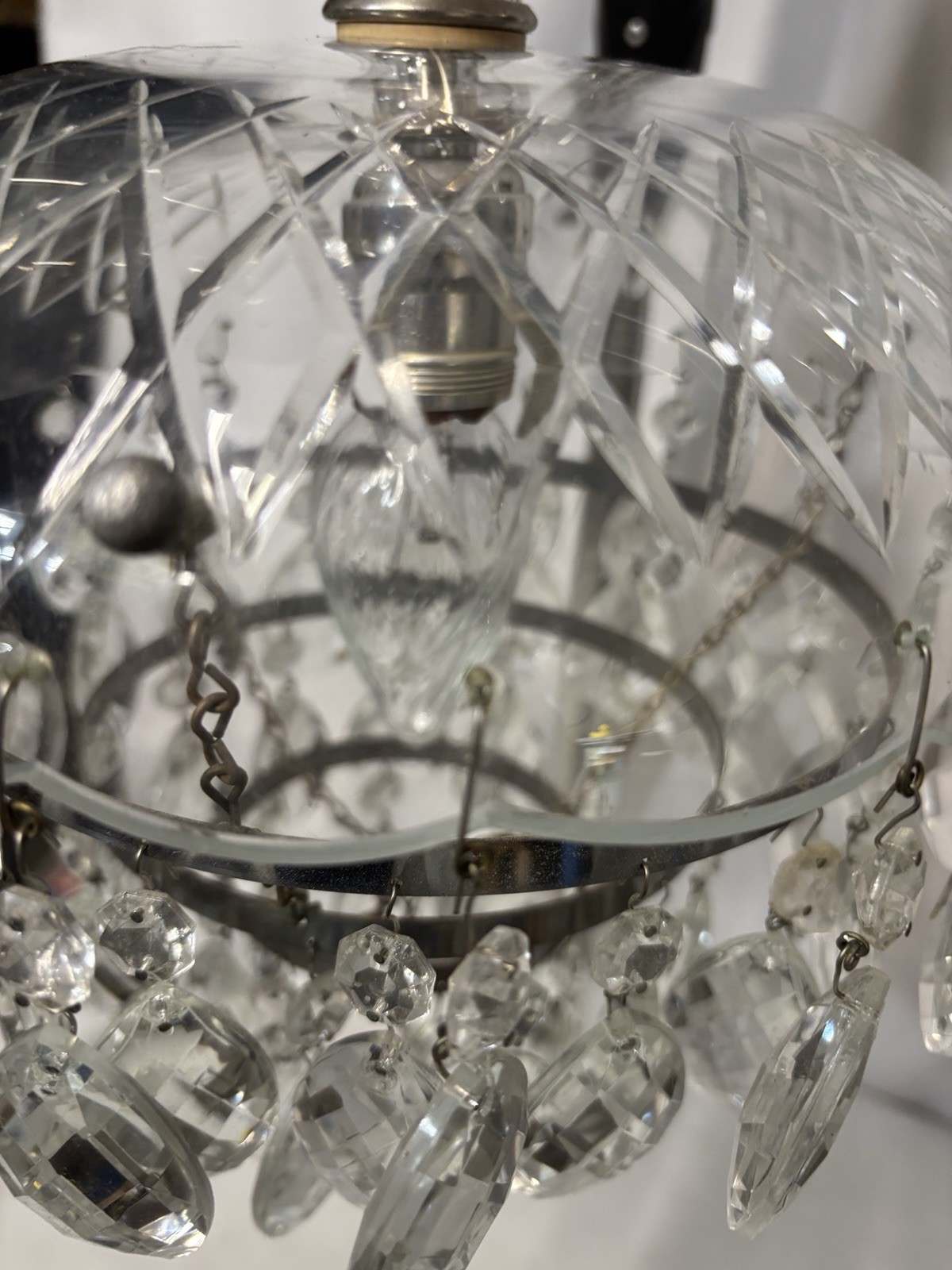 4 Tier Wedding Cake Crystal Flush Mount Waterfall Chandelier Vintage 20″ X 10″