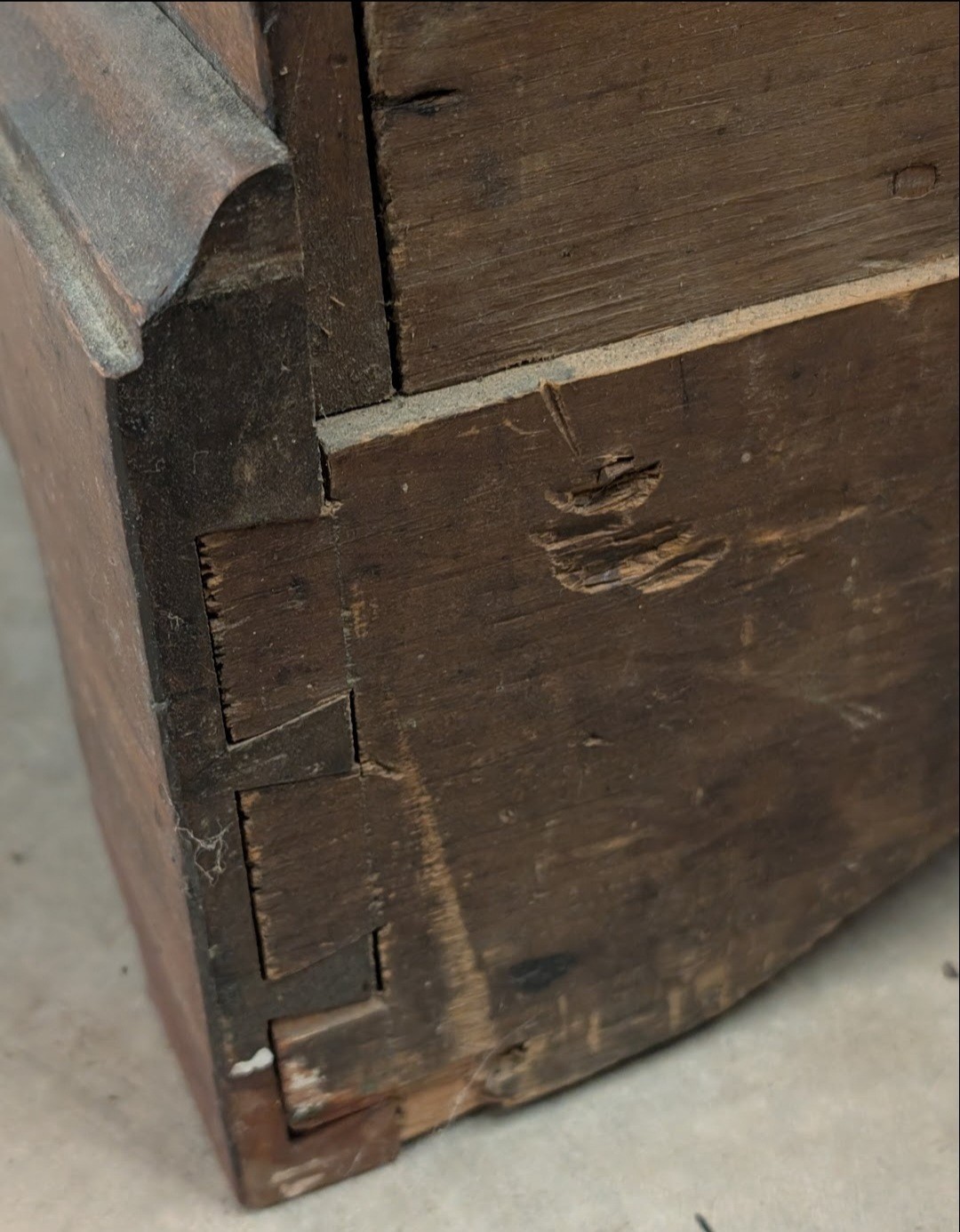 Early 18th Century Walnut Fall Front Desk W/Brass Handles + OG Key Covers