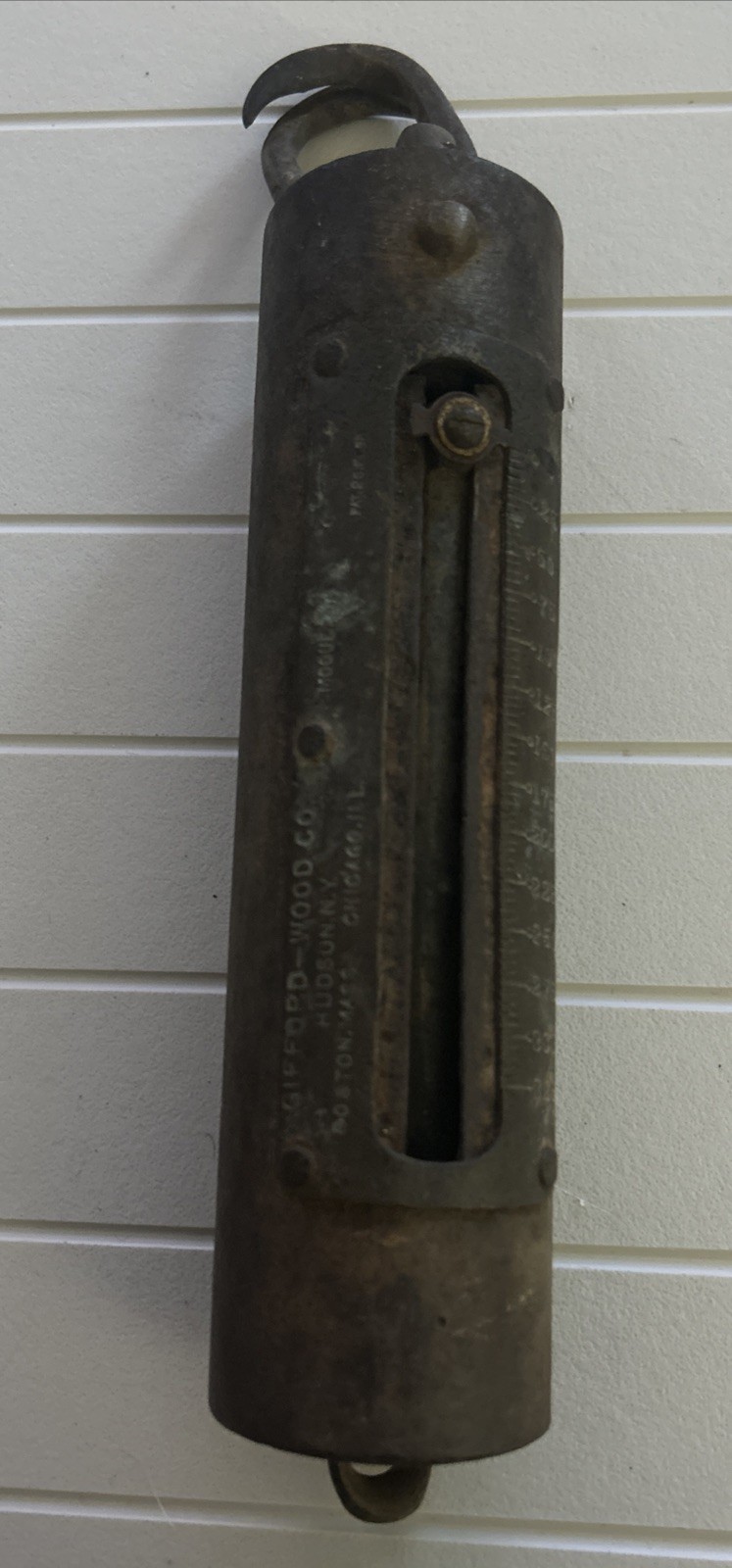 Rare Antique Cast Iron Brass 325 lb Hanging Scale Gifford Wood Co Early 1900s