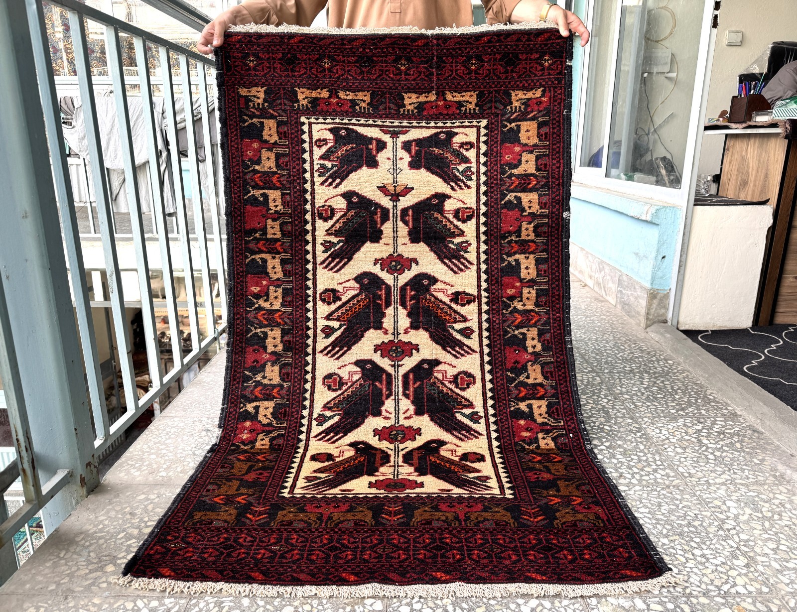 Antique Afghan Hand Knotted 3×5 Ft Traditional Area Rug Persian Caucasian Carpet