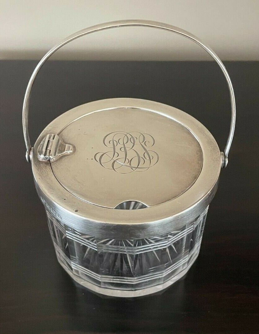 Hukin & Heath of Birmingham Silver Mounted over Crystal Jam Pot circa 1905