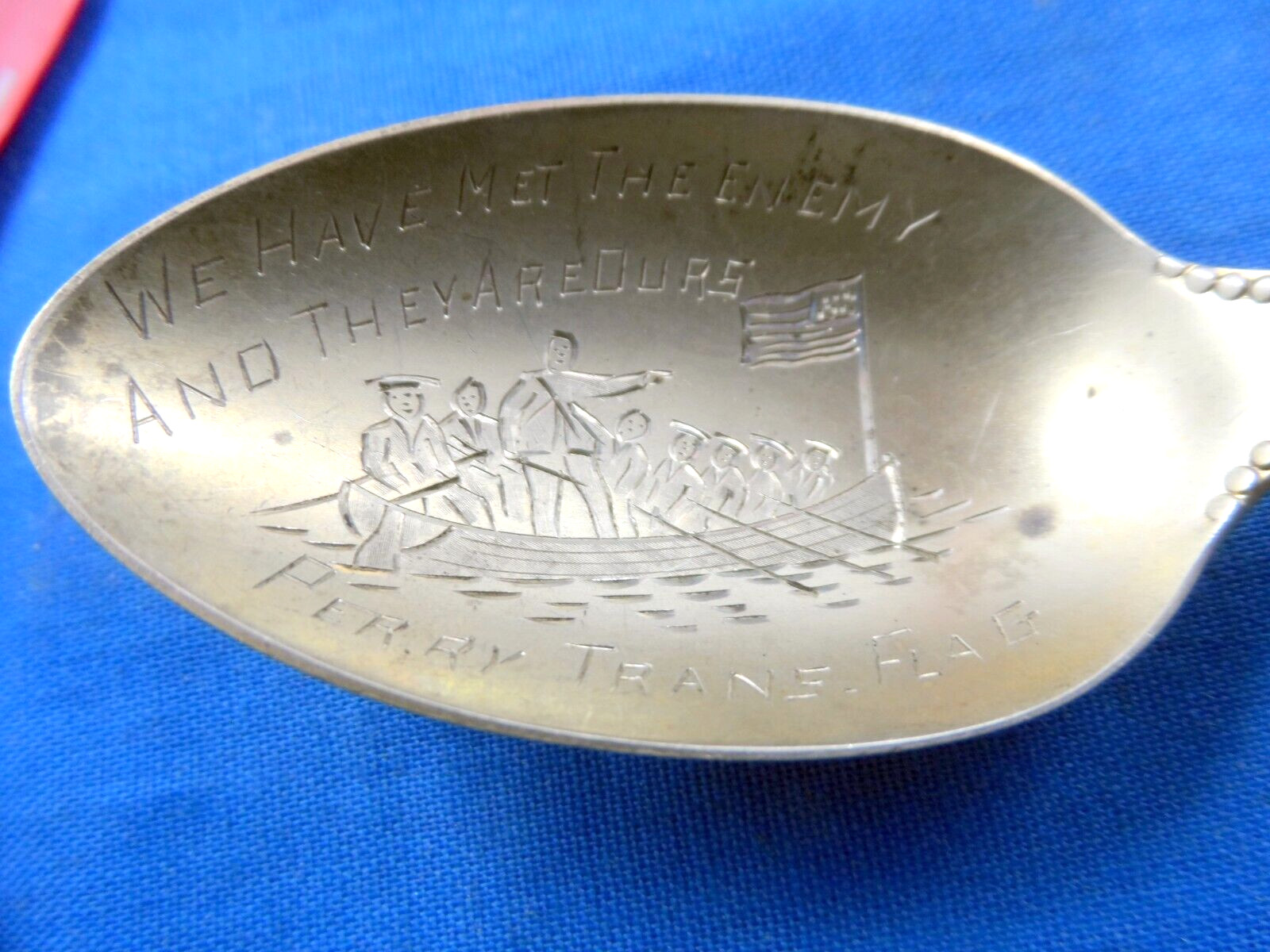 Antique 6-1/4″ Ohio War of 1812 “We have met the enemy-” Sterling Souvenir Spoon