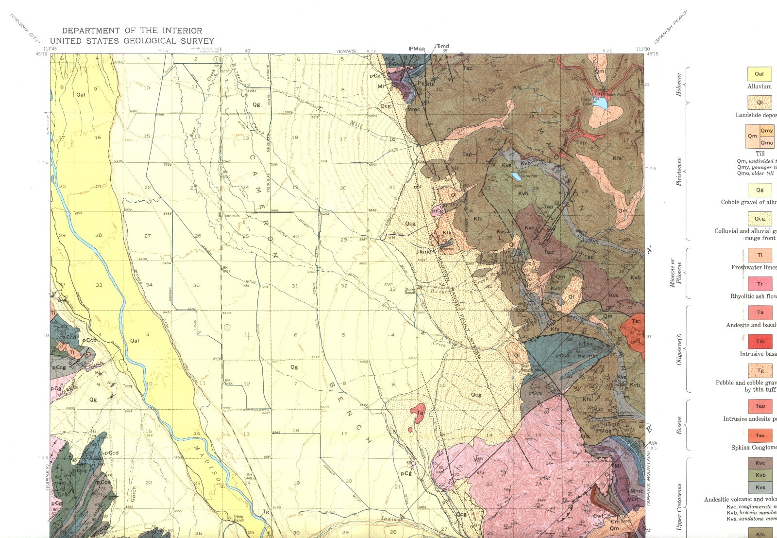 USGS Geologic Map: Cameron Quadrangle, Montana