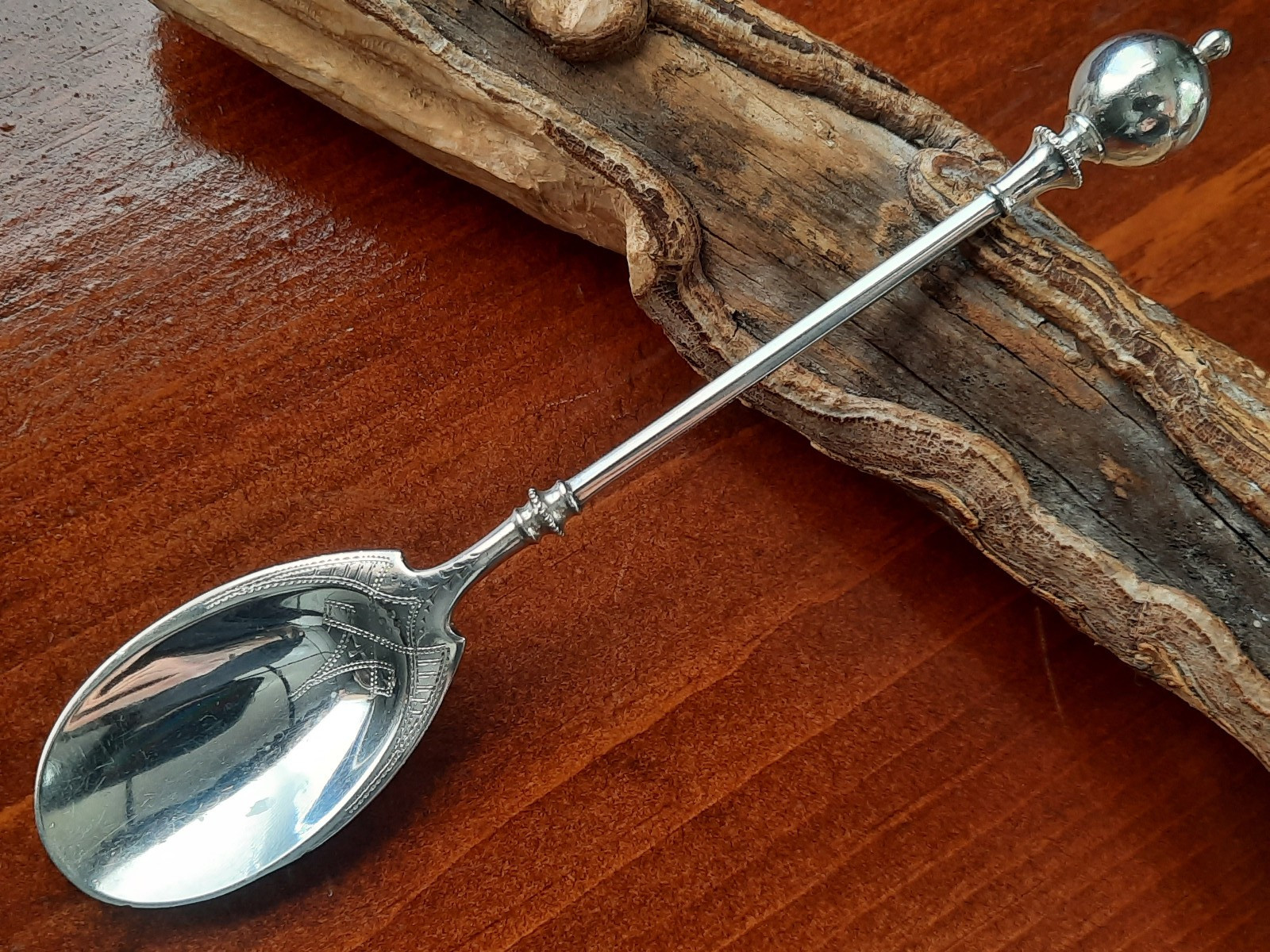 Sterling Silver George Sharp Ball End Engraved Ice Cream Spoon, No Mono