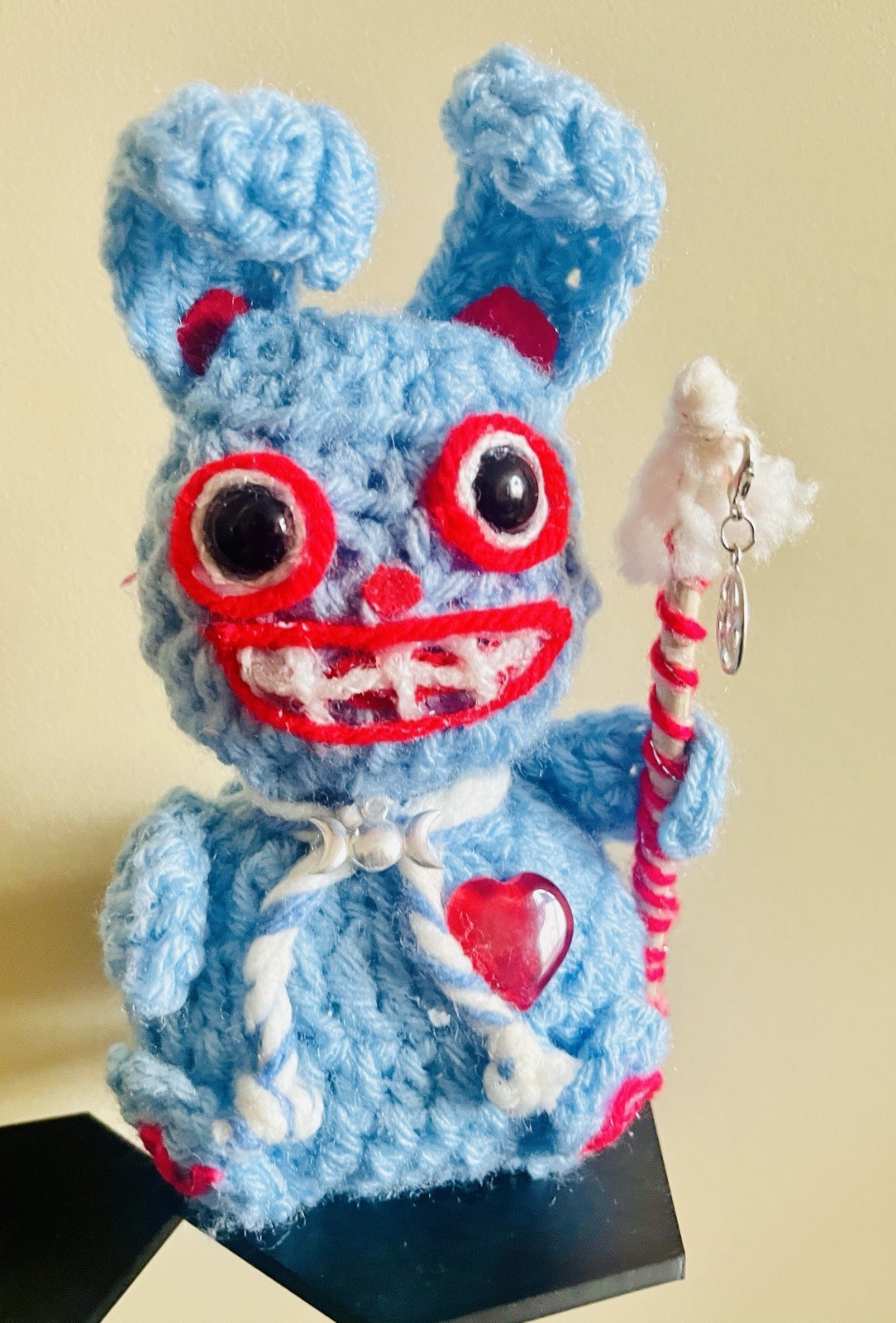 OOAK Handmade Folk ArtPrimitive Collectors Doll – Made Of Yarn- Warrior Bunny