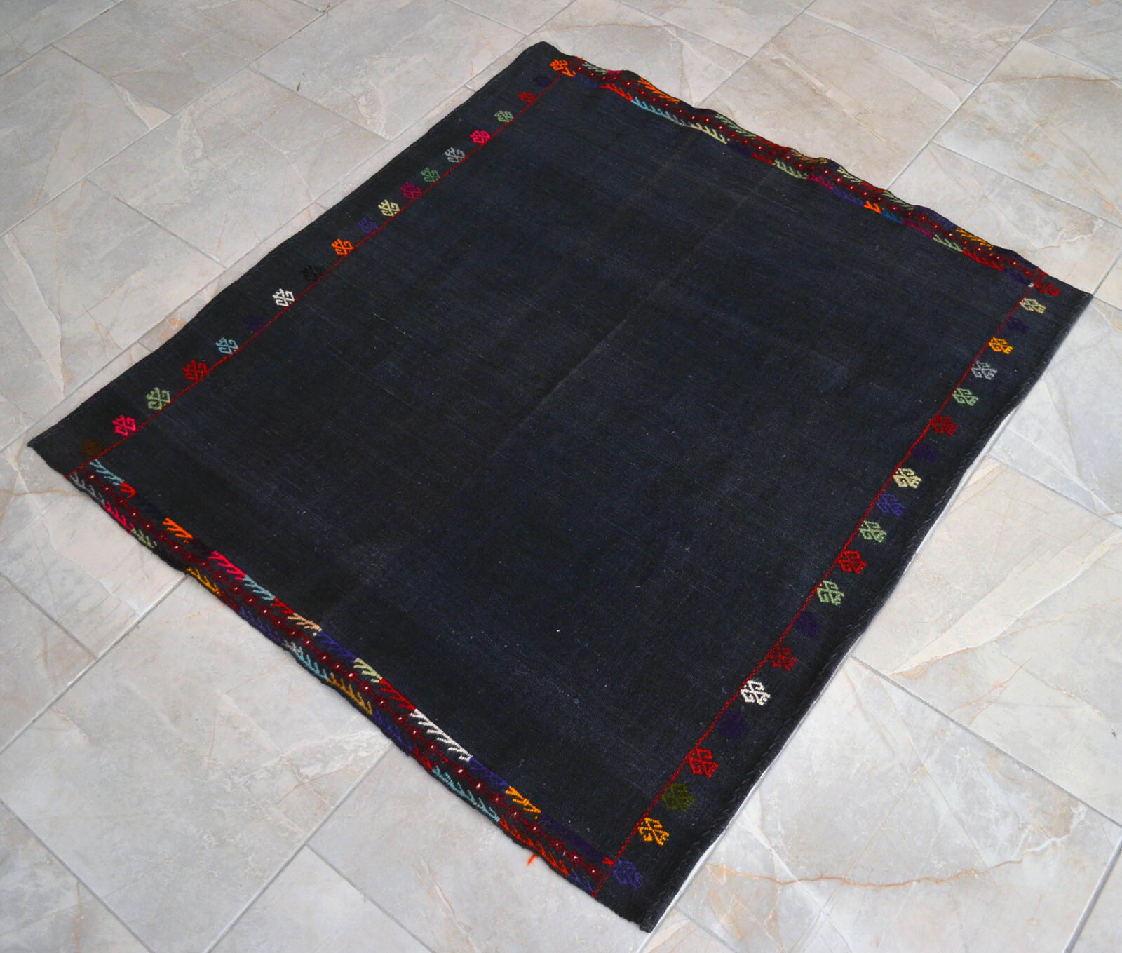 4×4 ft Rug.Turkish Kilim Rug – Hand Woven Cotton Kilim Rug Jajim Sofreh 45″x49″