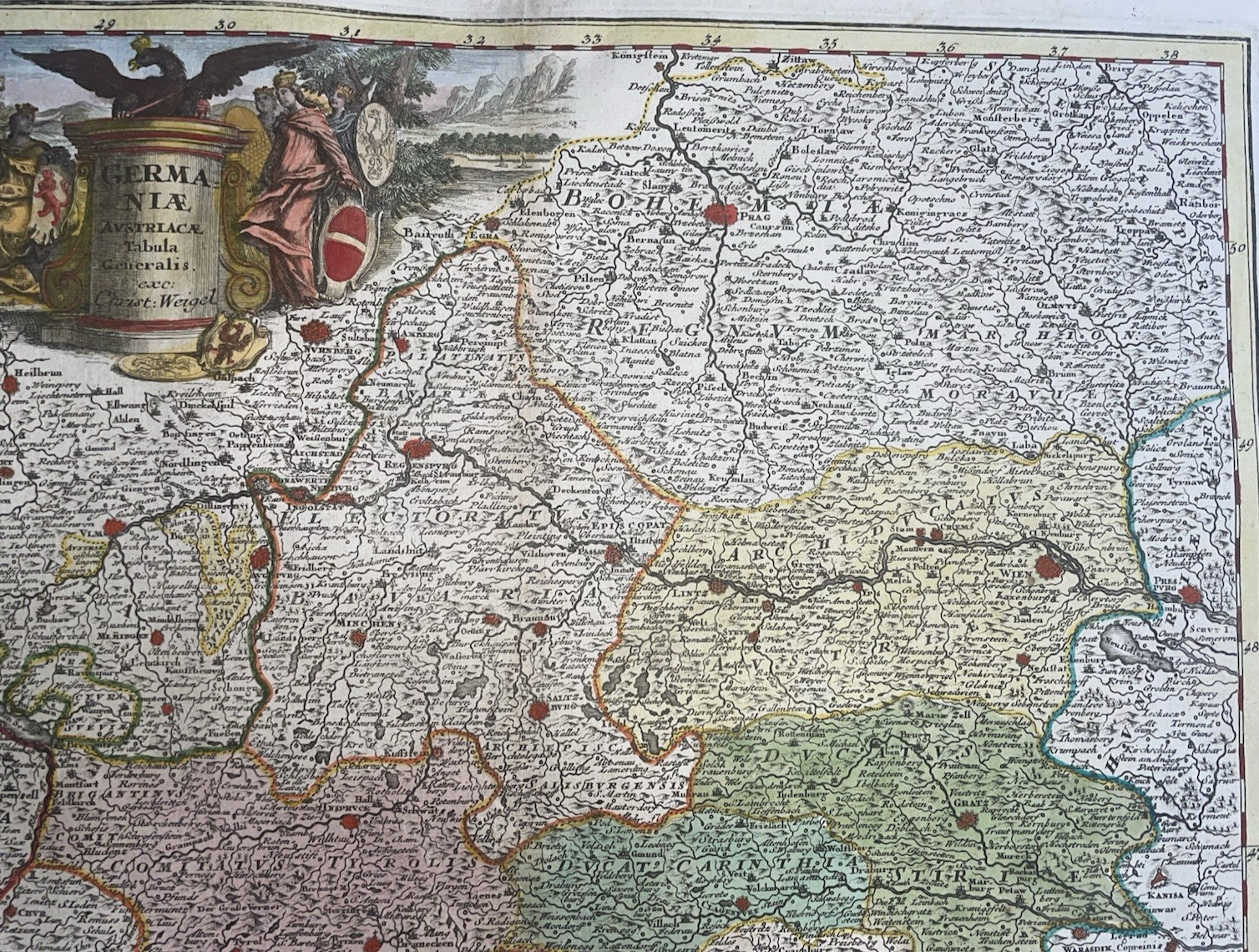 AUSTRIA CROATIA ITALY 1719 CHRISTOPHER WEIGEL LARGE ANTIQUE MAP 18TH CENTURY