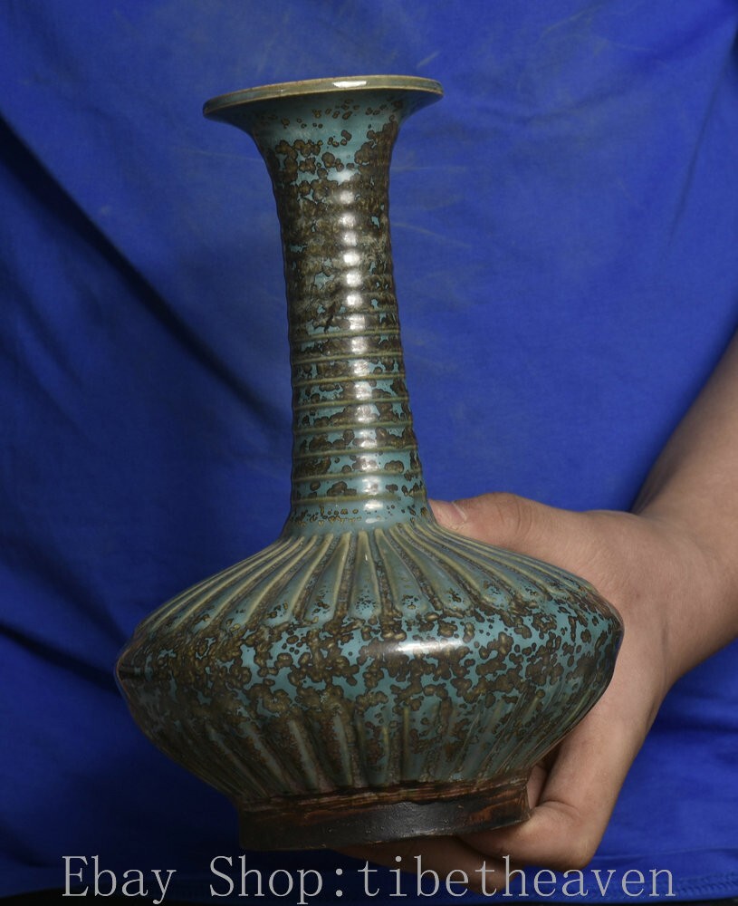 8.4“ Rare Old Chinese Chai Kiln Porcelain Dynasty Palace Spot Bottle Vase