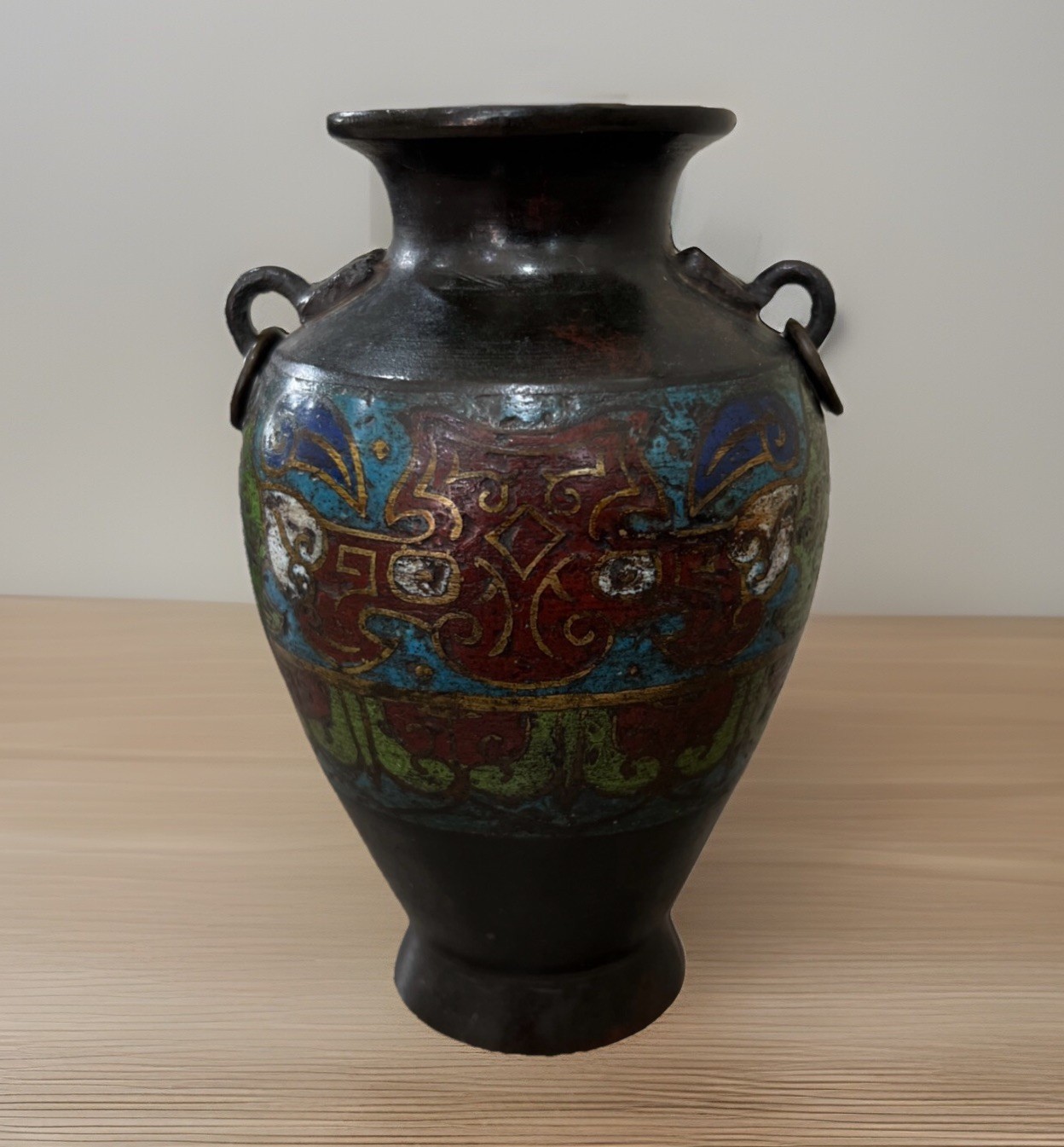 Bronze Chinese Vase CACHE POT 4.5”x3” Antique Rare Asian Collectible Decor