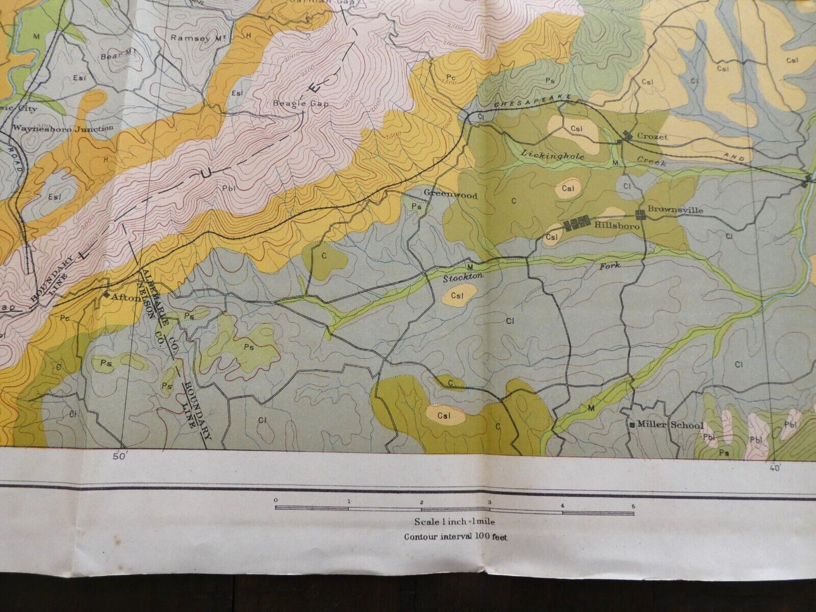 Antique 1902 U.S. Dept. Of Agriculture Bureau Soil Map Waynesboro Virginia Sheet