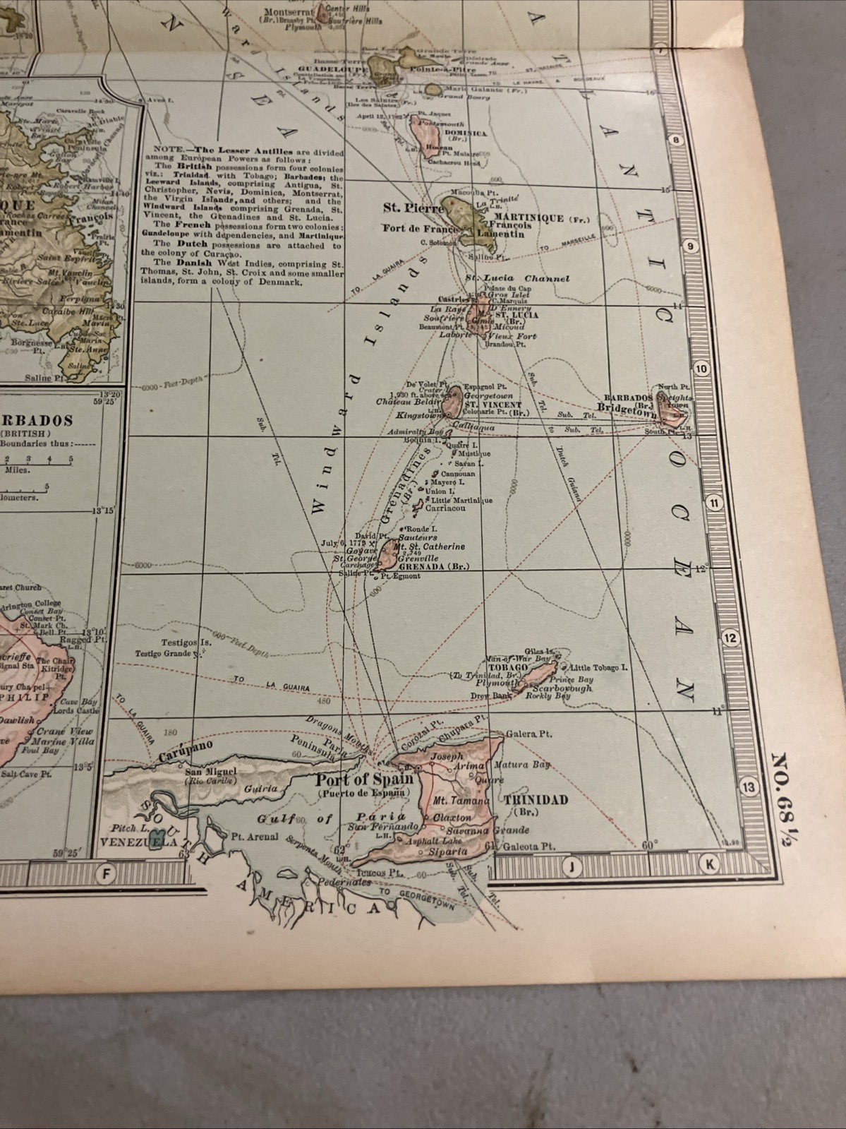 Puerto Rico Lesser Antilles- Orig Vintage 1897 Map The Century Company! (68) BD4