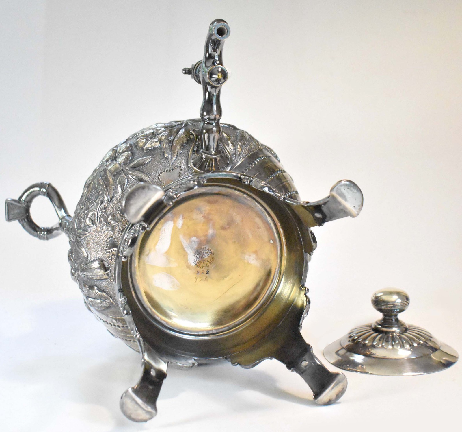 Magnificent 1890 Urn – Pairpoint Quadruple Silverplate -Floral Repoussé – 1 gal.