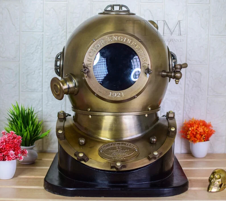 Antique Merchant Navy Diving Helmet Ideal Christmas Gift for Home or Office Deco
